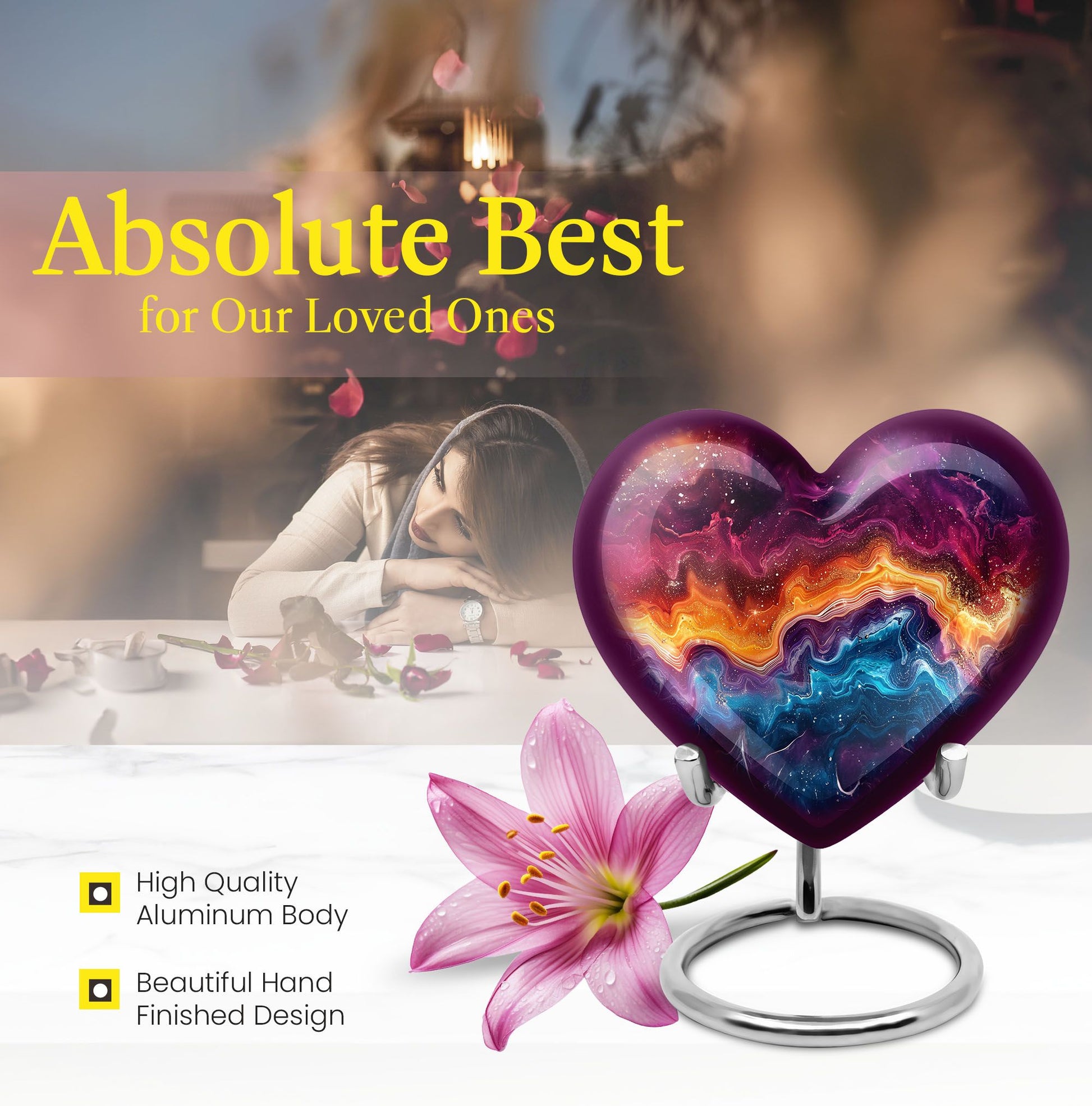 heart-shaped abstract urn for cremation ashes