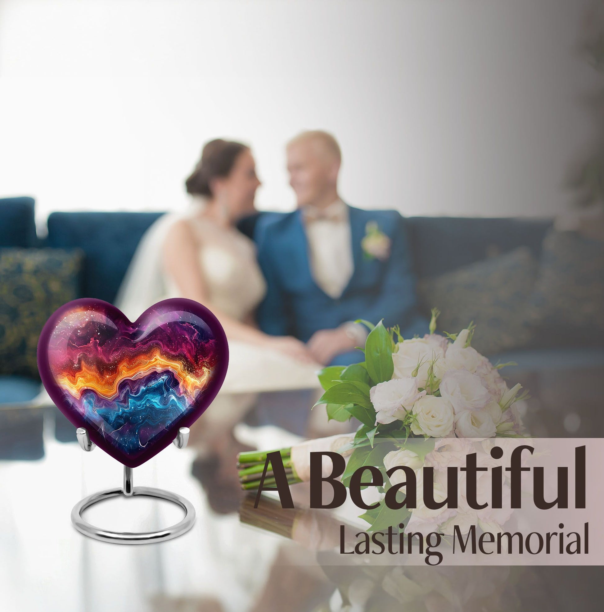 heart-shaped abstract urn for cremation ashes