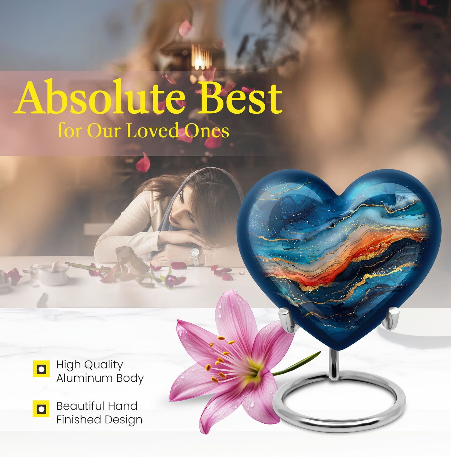 abstract heart urn for ashes