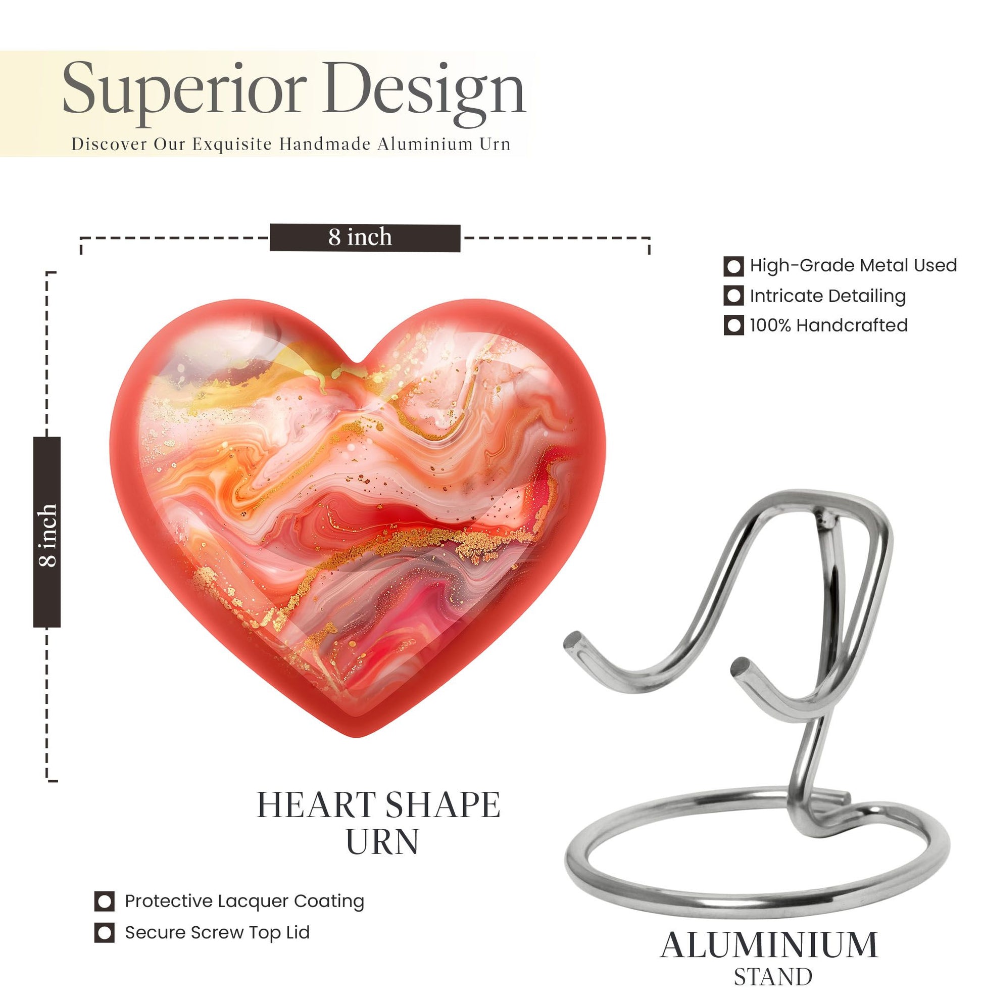 Abstract Heart Urn for adult female ashes