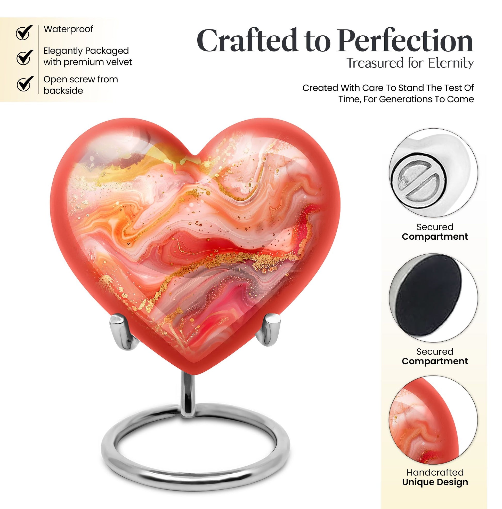 Abstract Heart Urn for adult female ashes