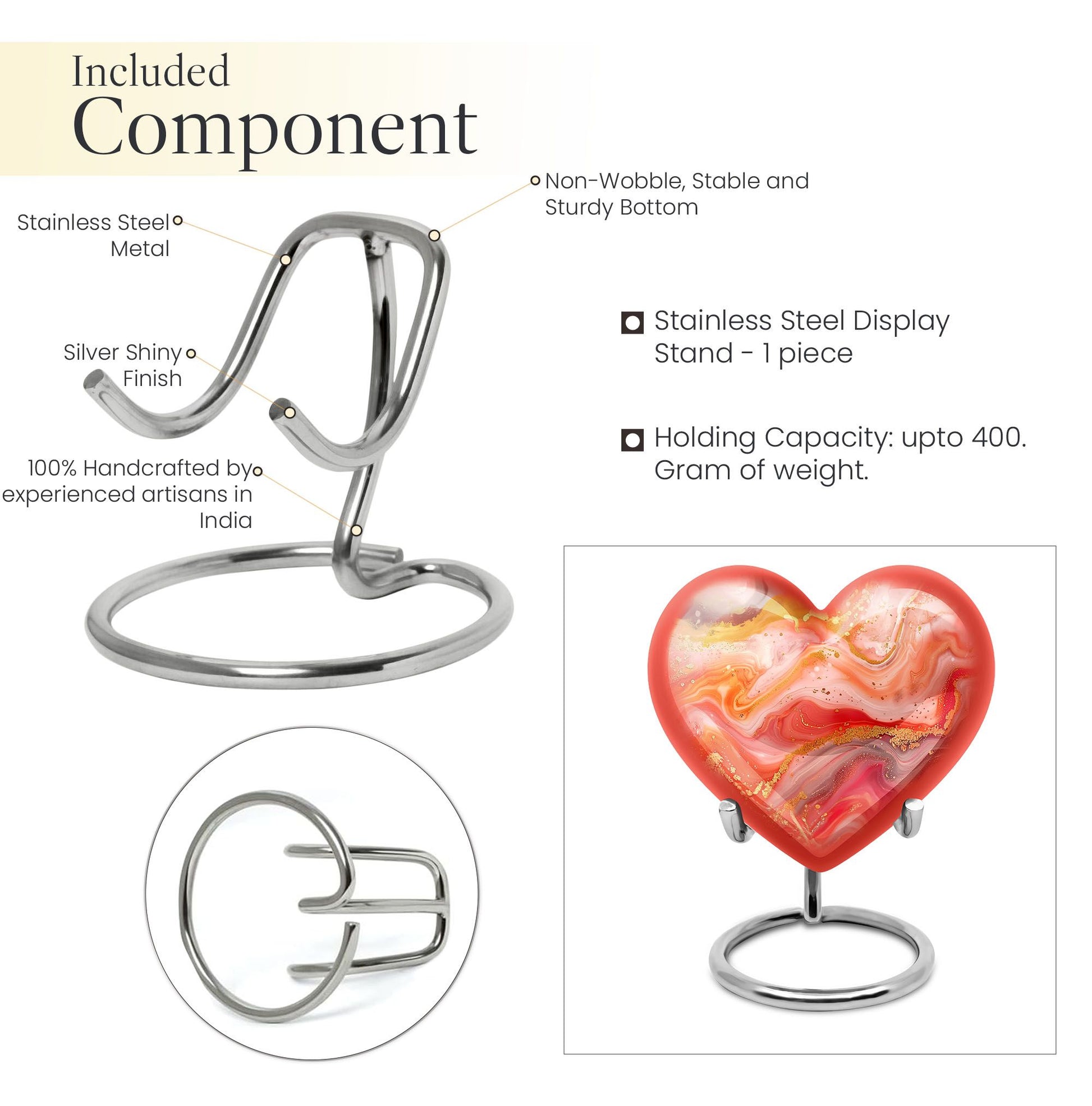 Abstract Heart Urn for adult female ashes