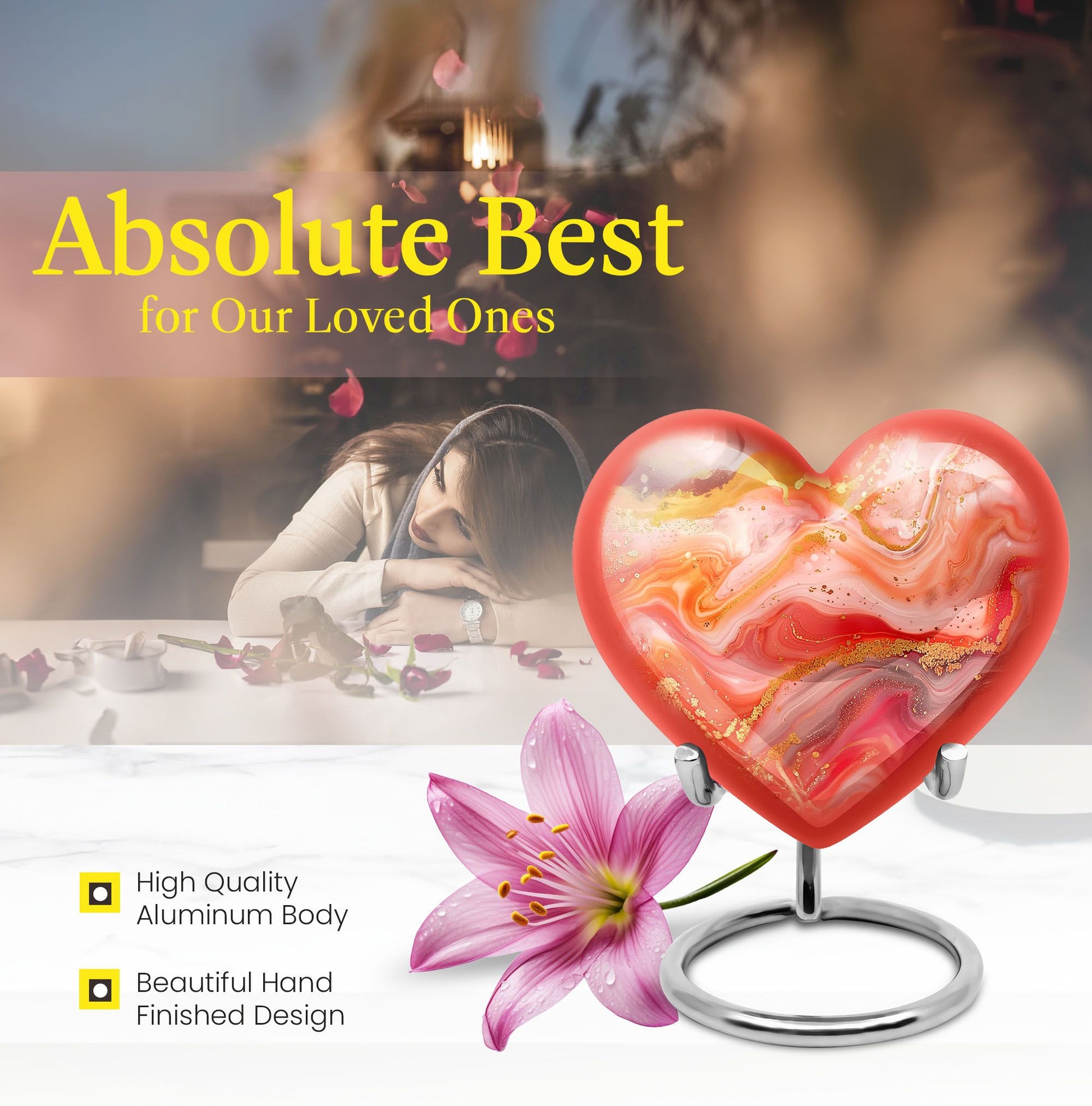 Abstract Heart Urn for adult female ashes