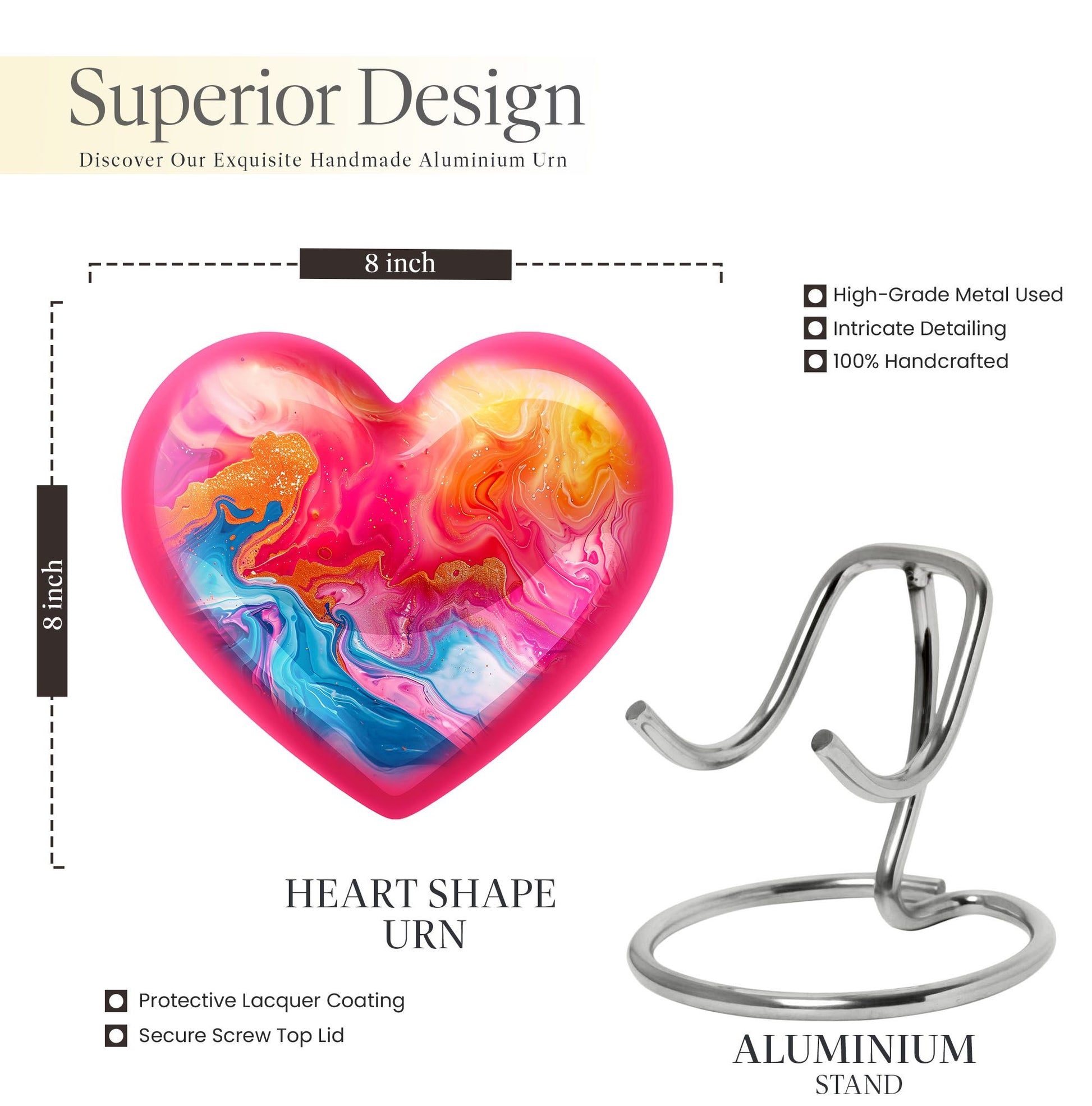 abstract heart urn for men
