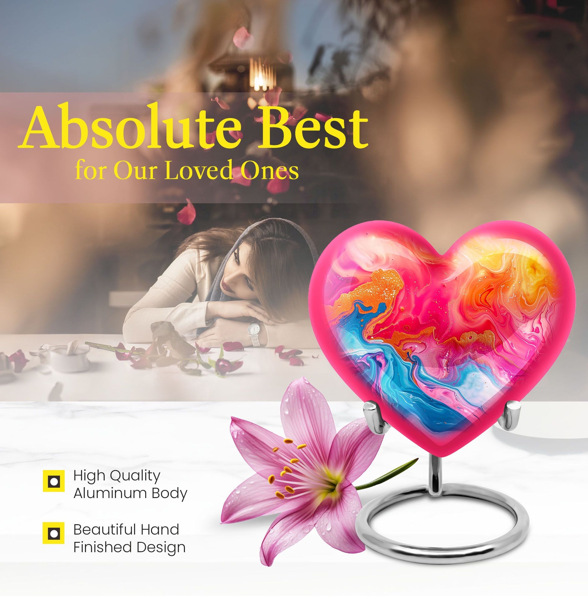 abstract heart urn for men