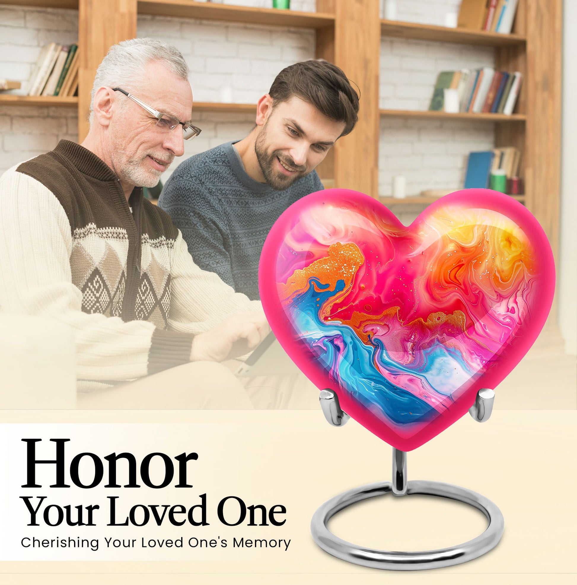 abstract heart urn for men