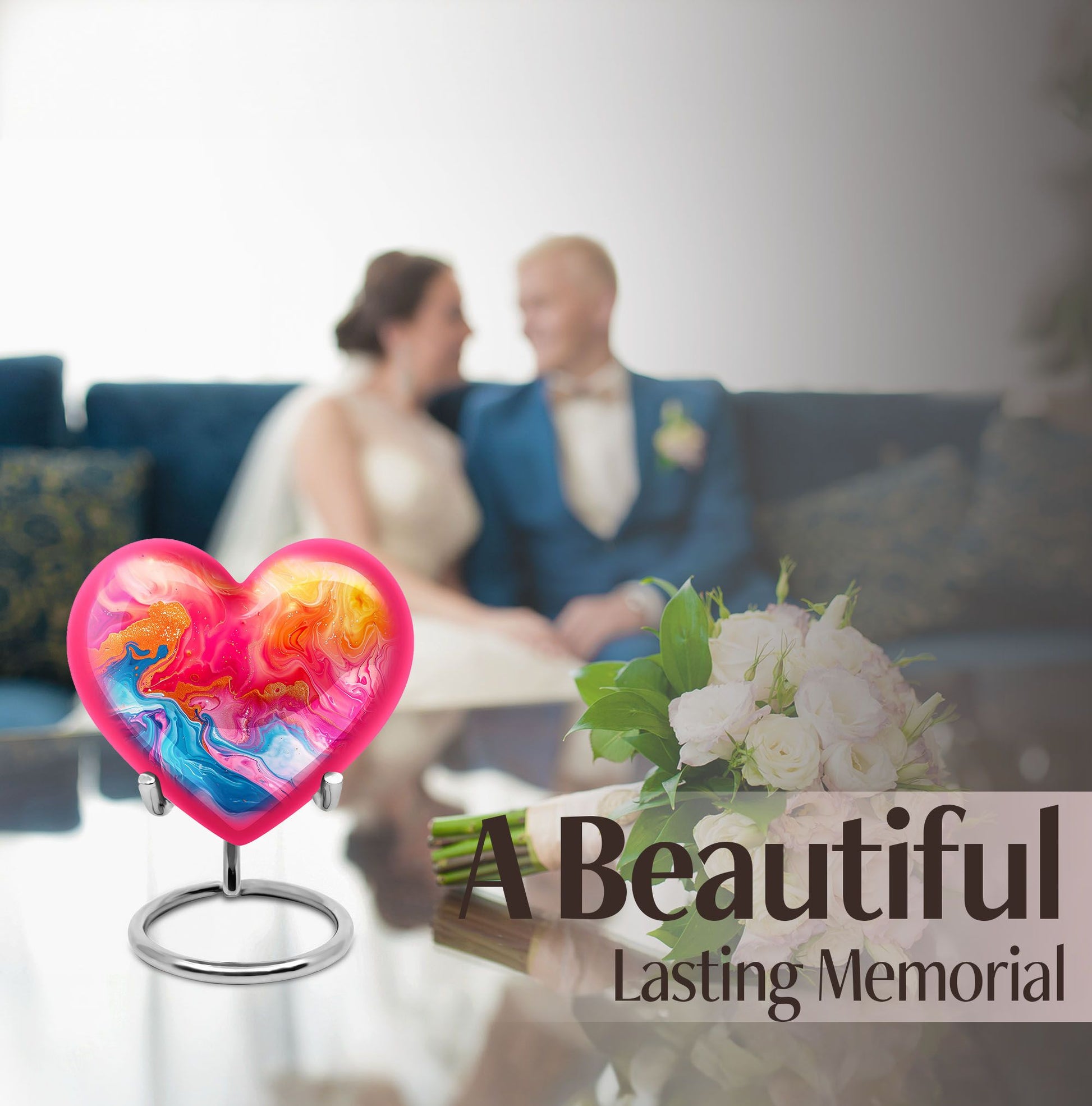 abstract heart urn for men