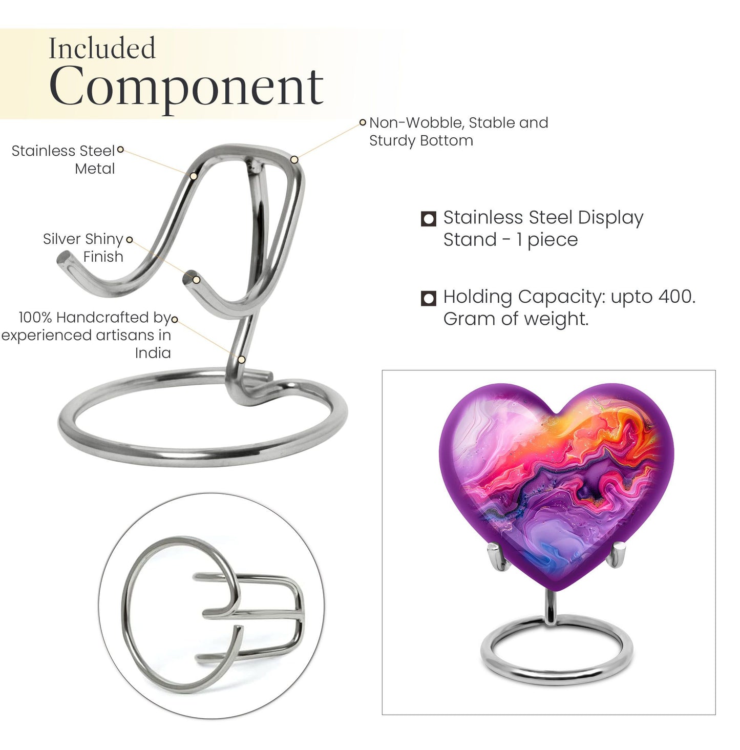 Abstract heart design large urn for ashes