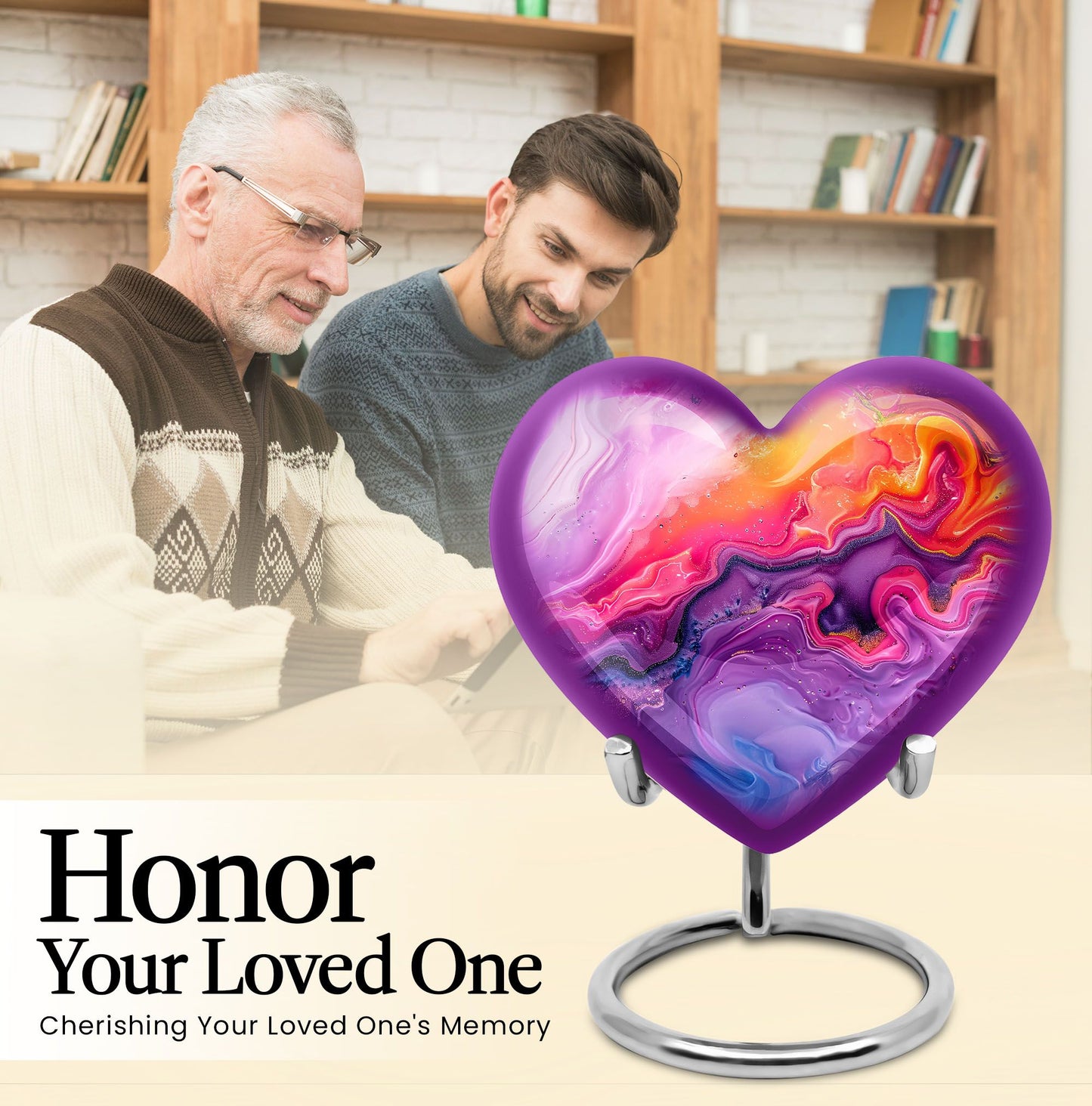 Abstract heart design large urn for ashes