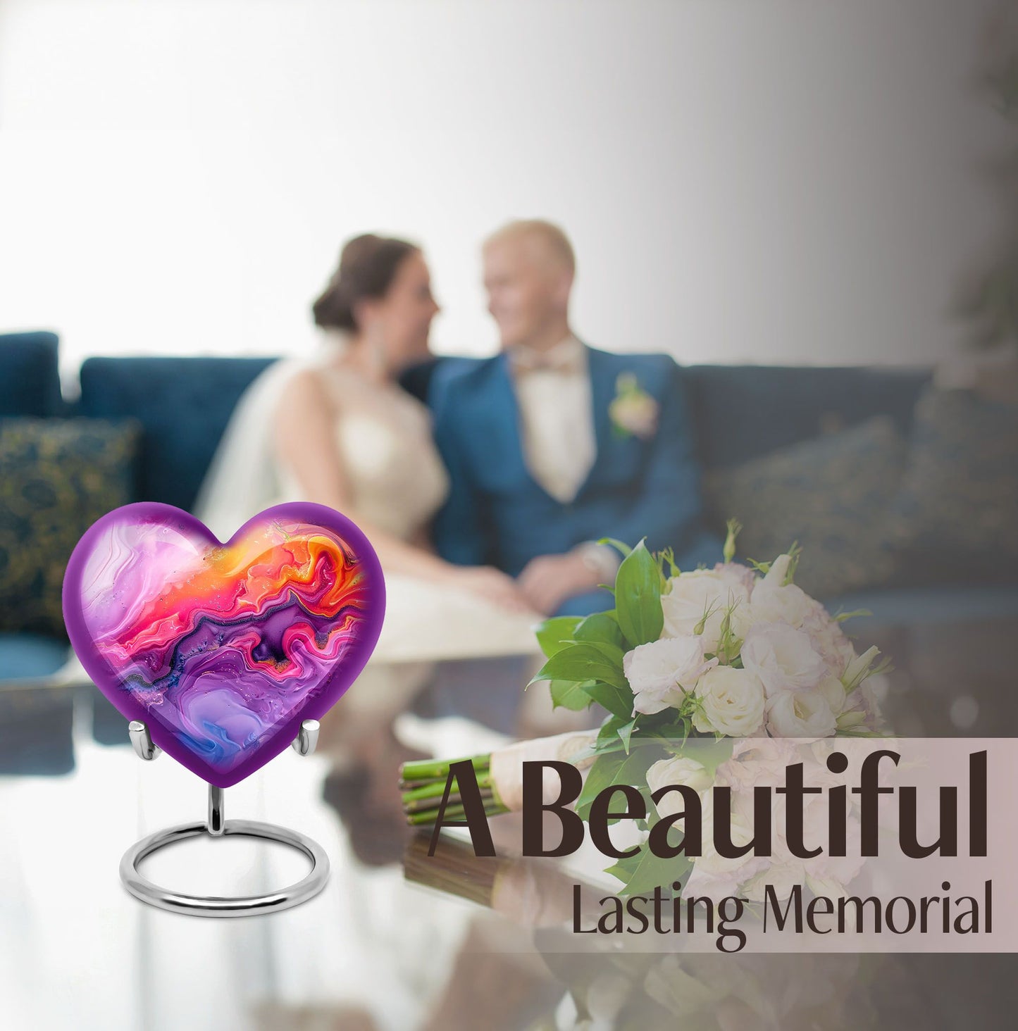Abstract heart design large urn for ashes