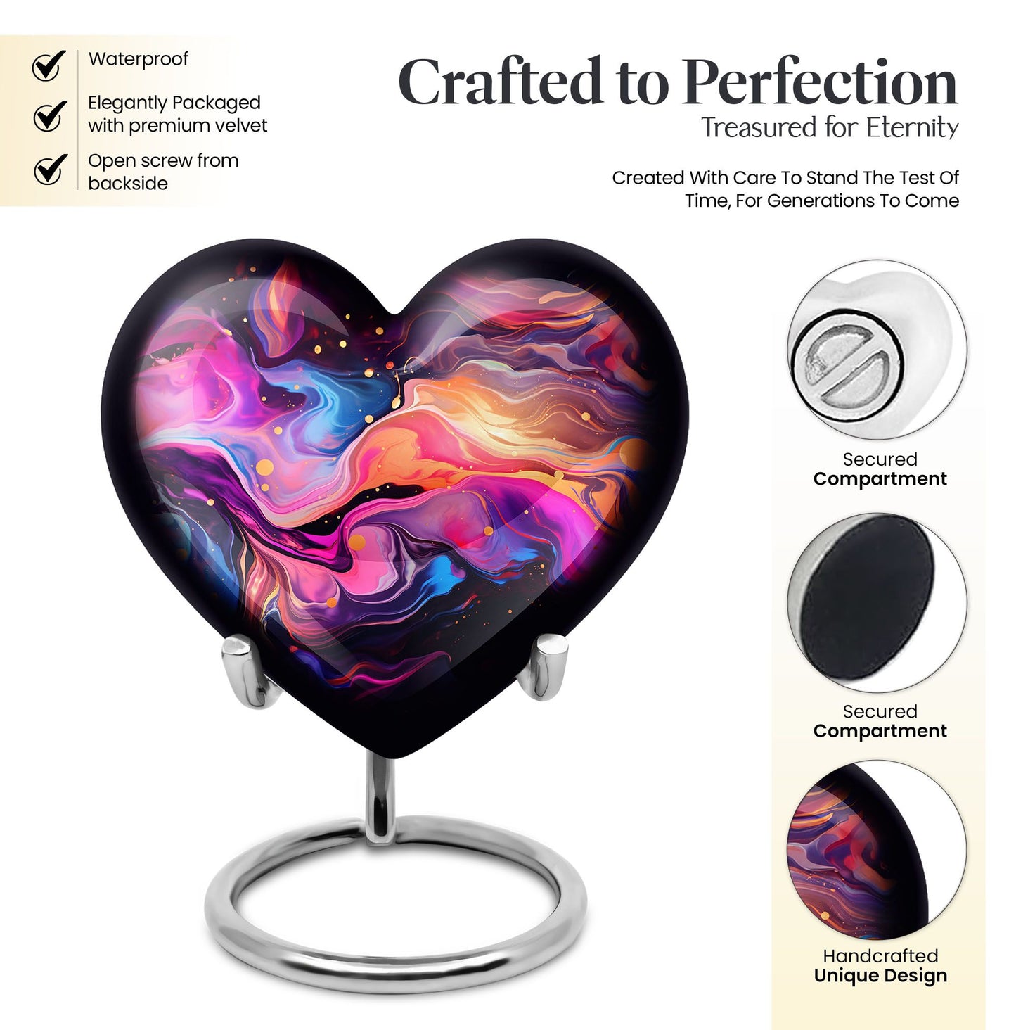 Abstract Heart Urn for adult male ashes