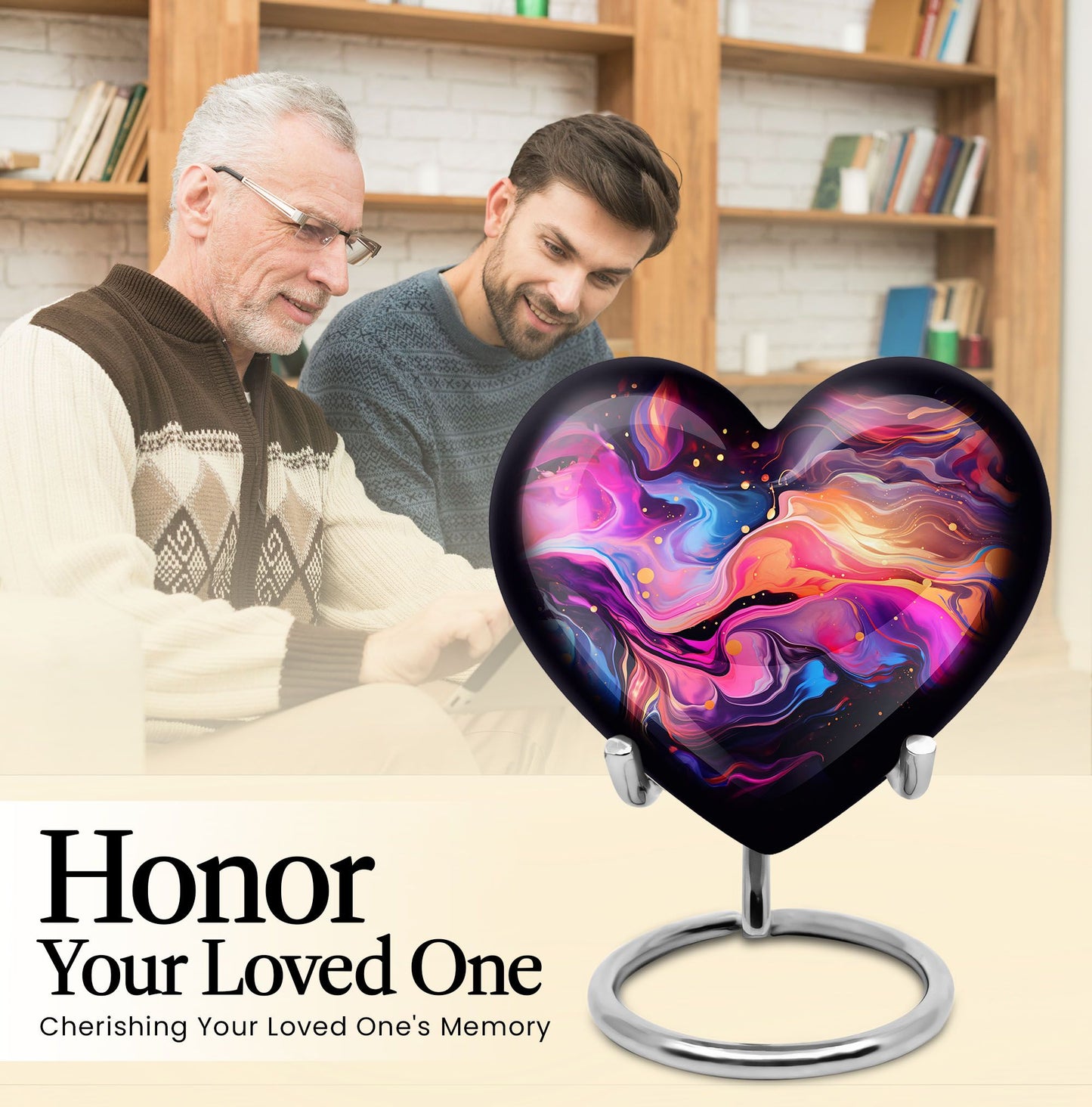 Abstract Heart Urn for adult male ashes