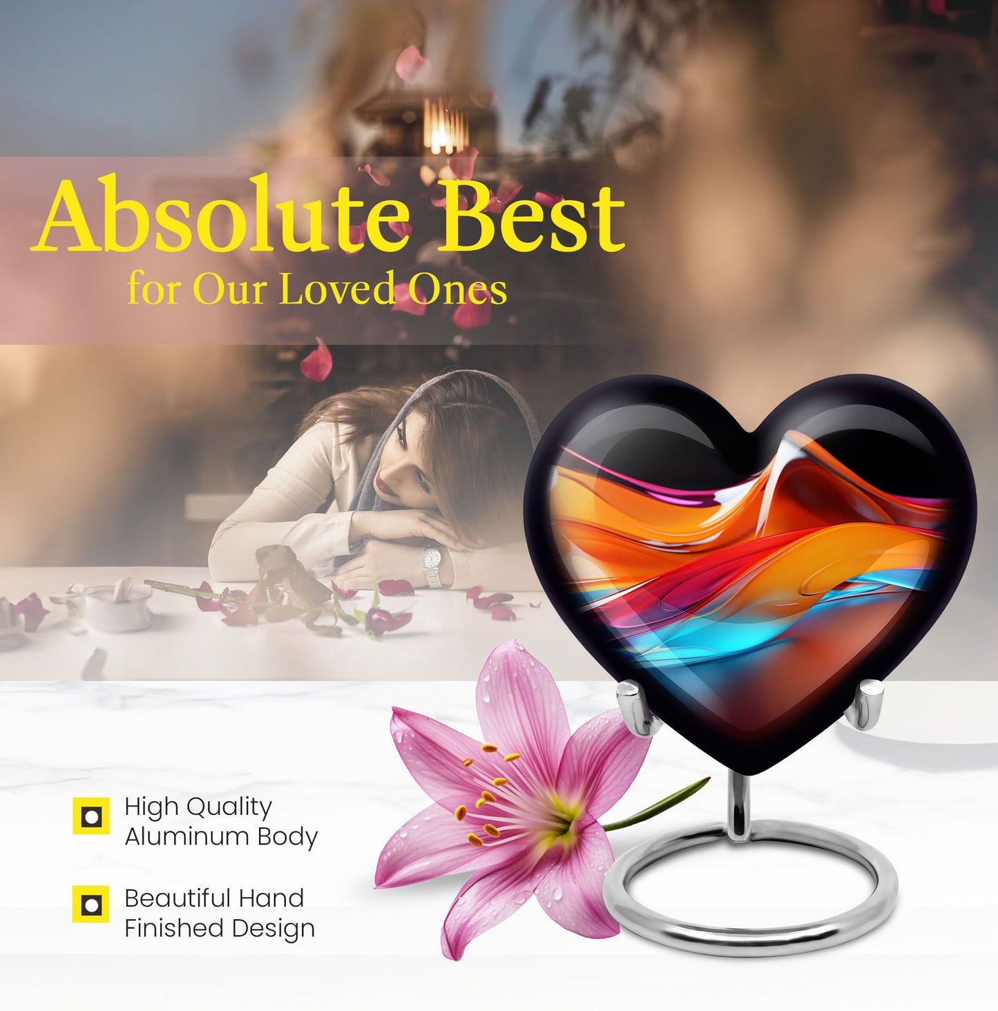 heart-shaped abstract urn for human ashes