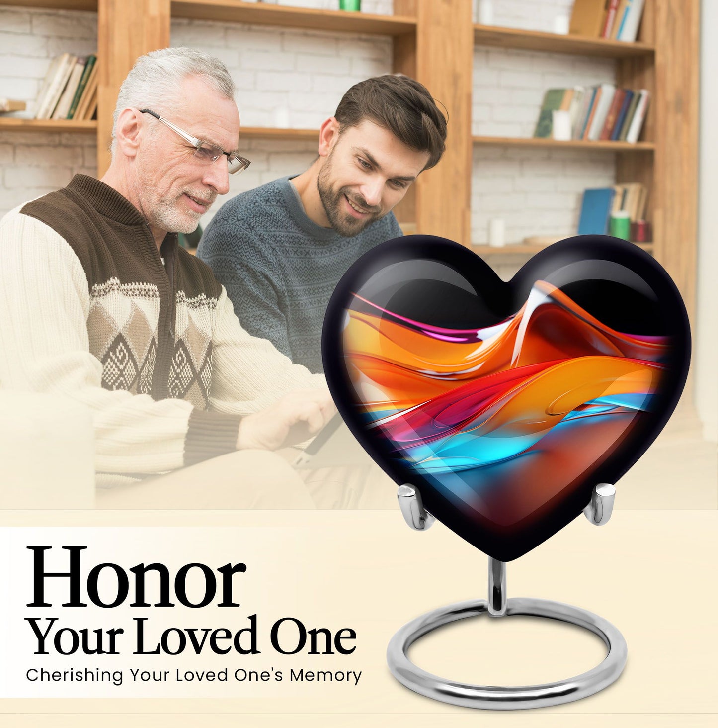 heart-shaped abstract urn for human ashes