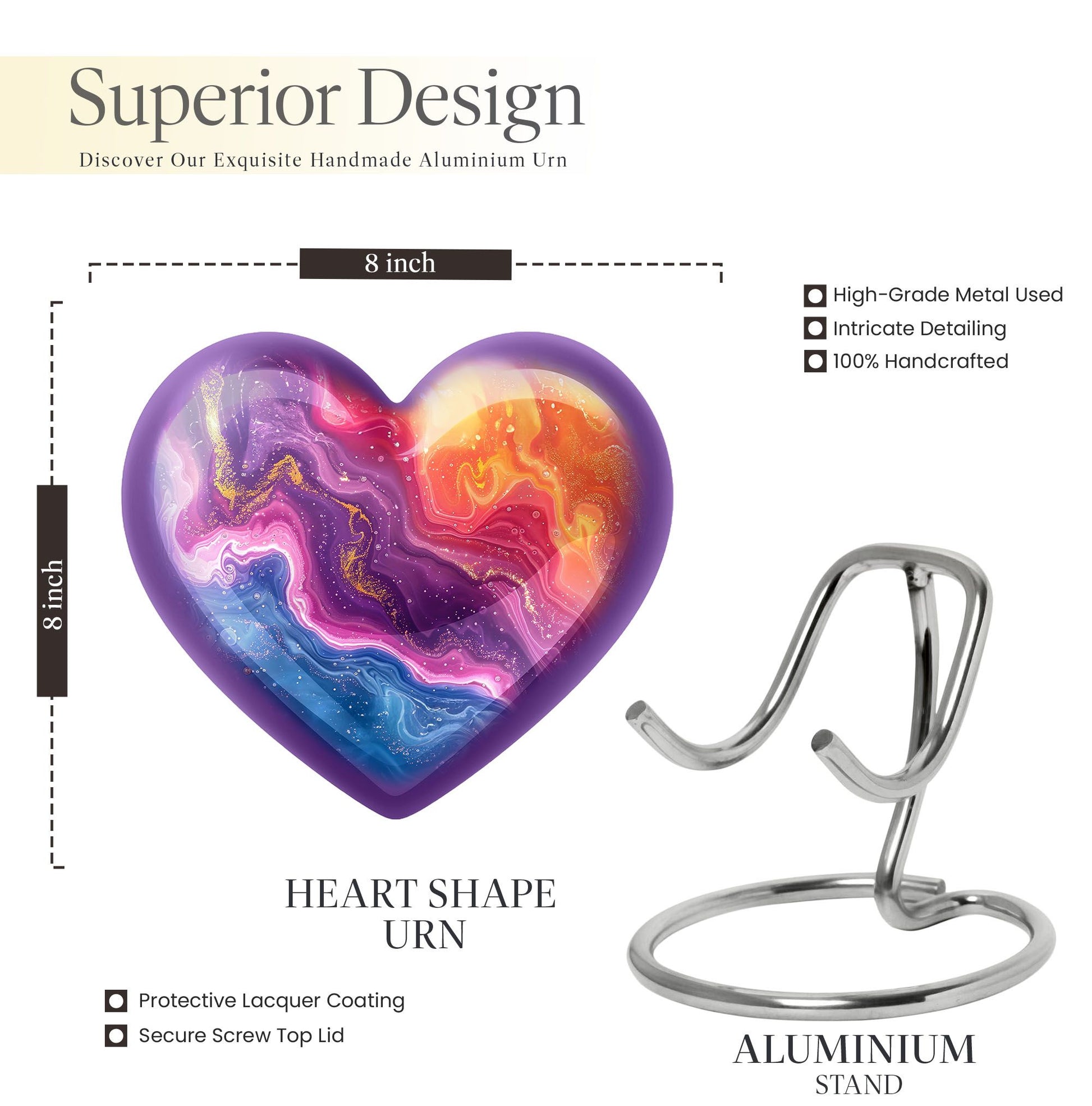 Abstract Heart Urn design cremation urn for human ashes