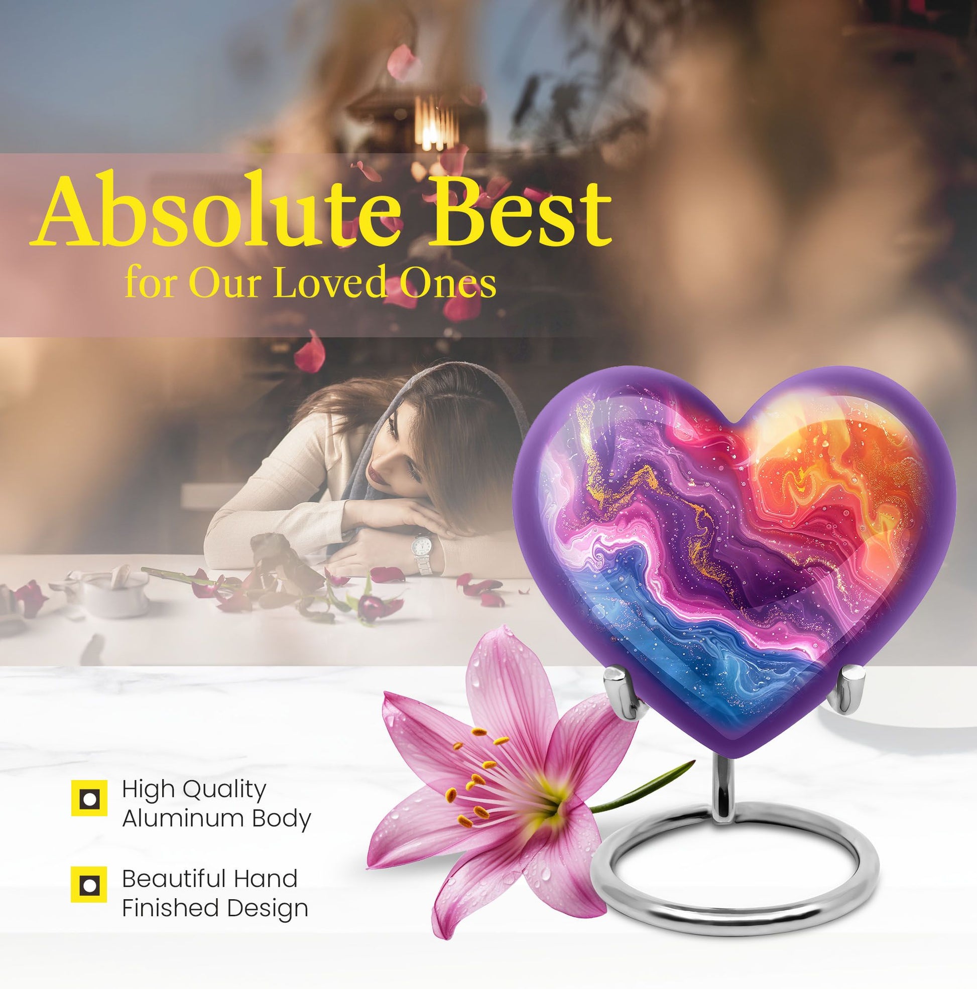 Abstract Heart Urn design cremation urn for human ashes