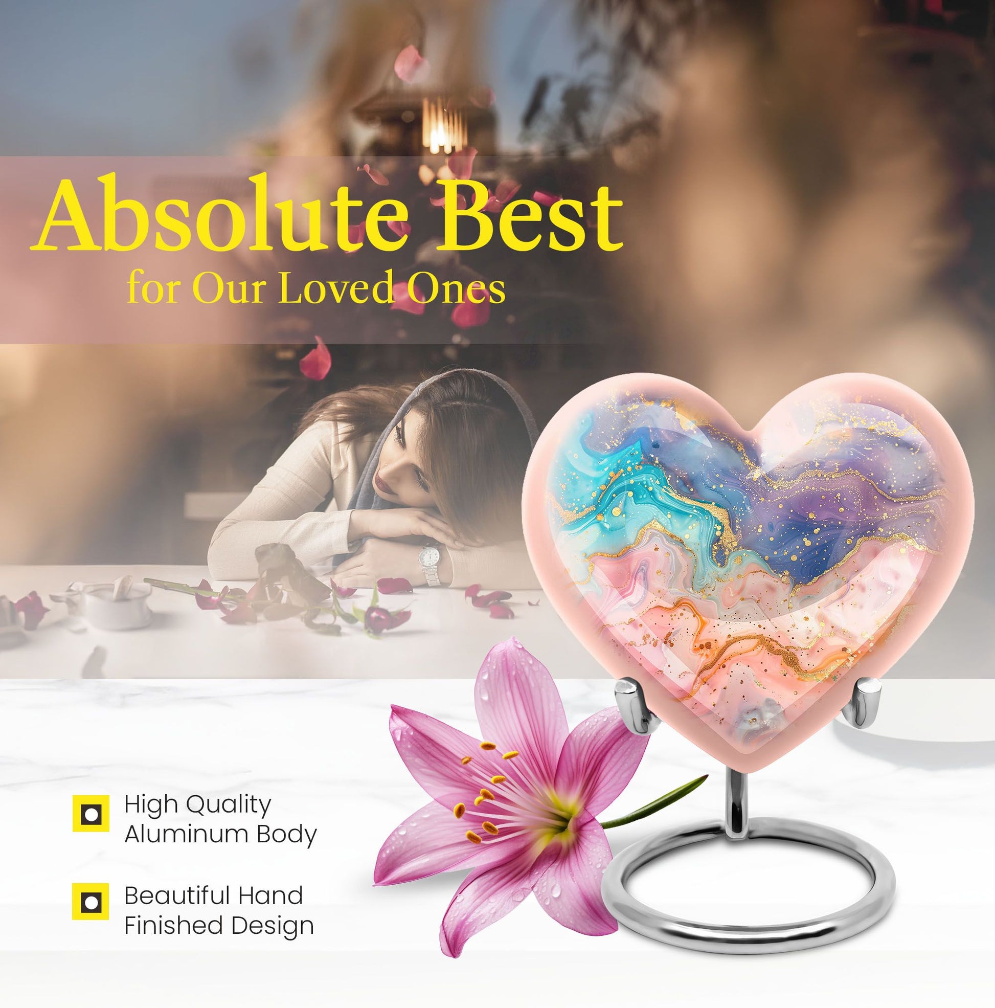 Abstract heart-shaped urn for funeral burial