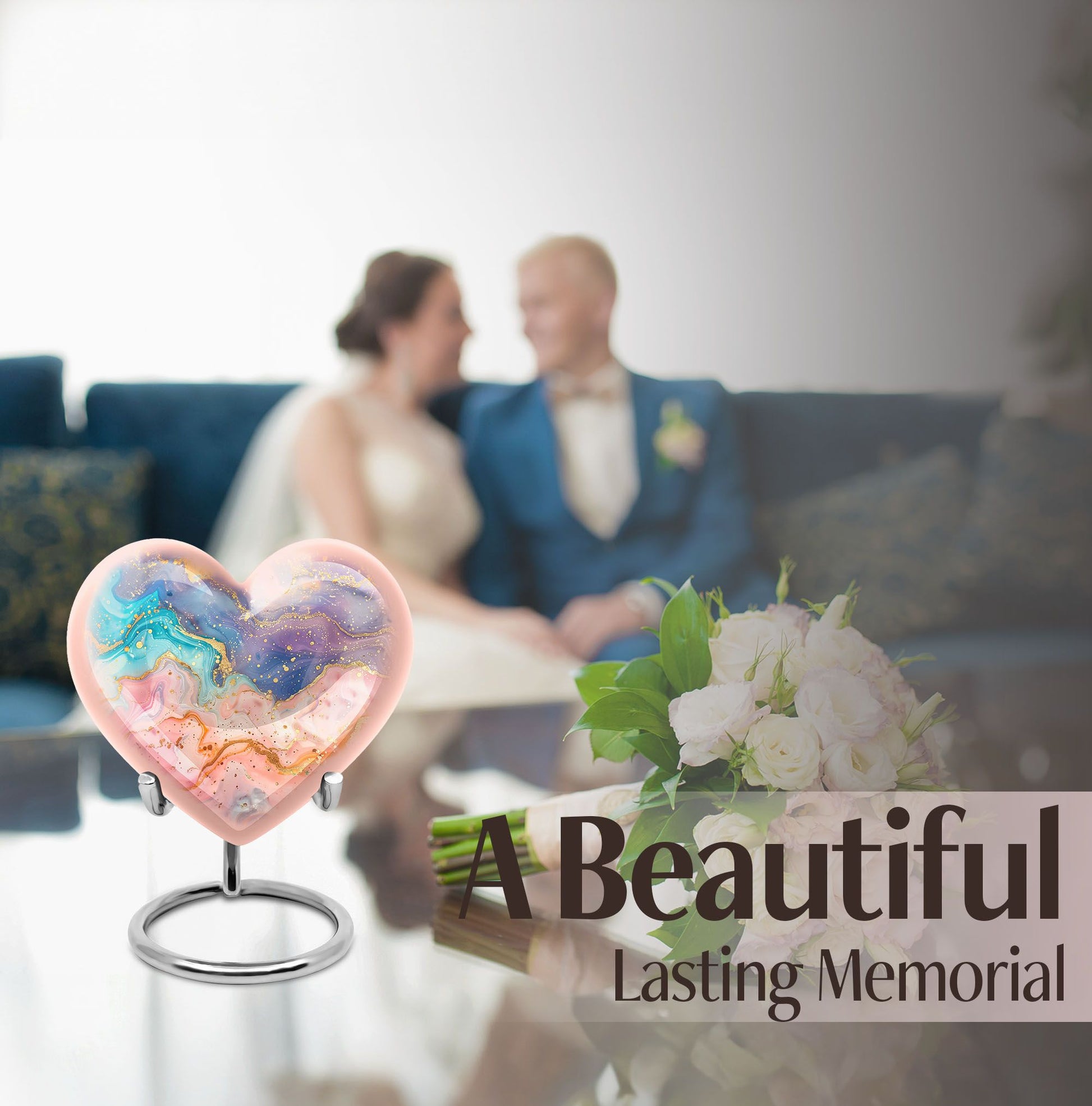 Abstract heart-shaped urn for funeral burial