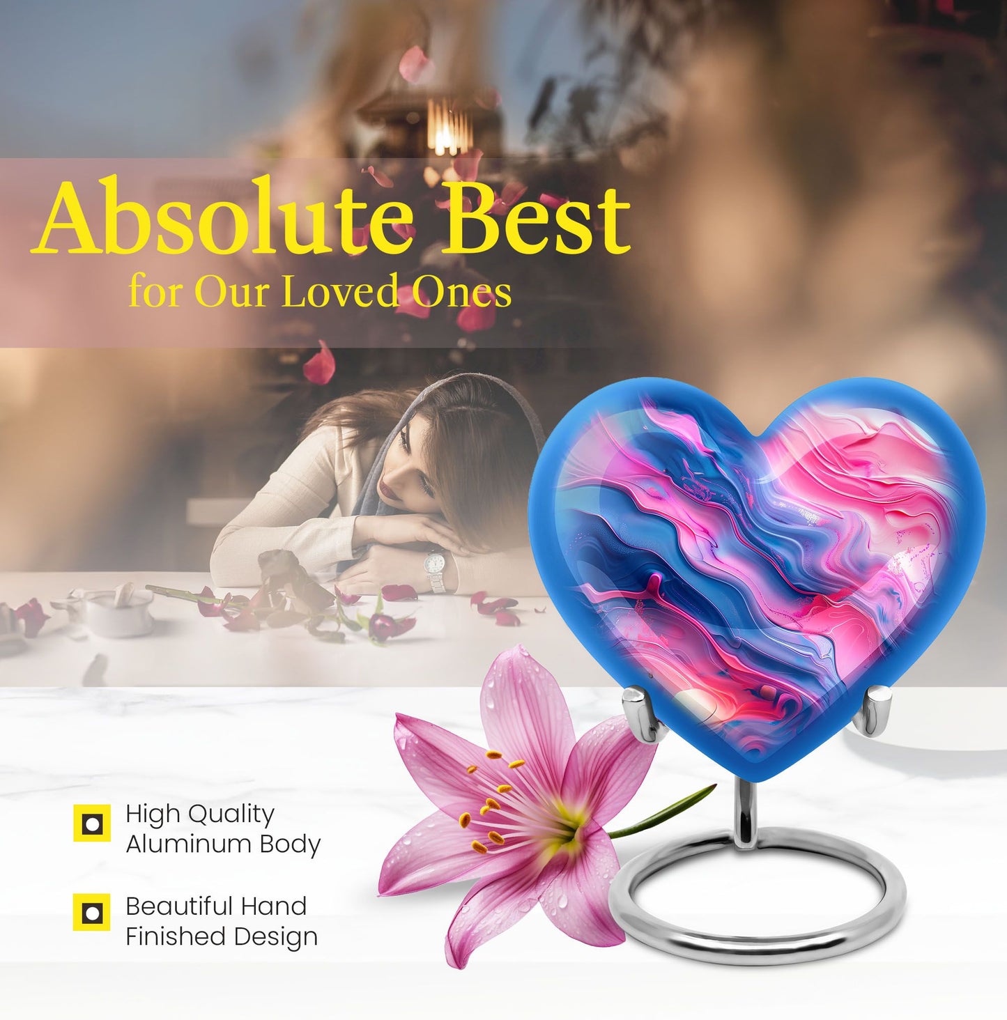 Abstract heart shaped memorial urn