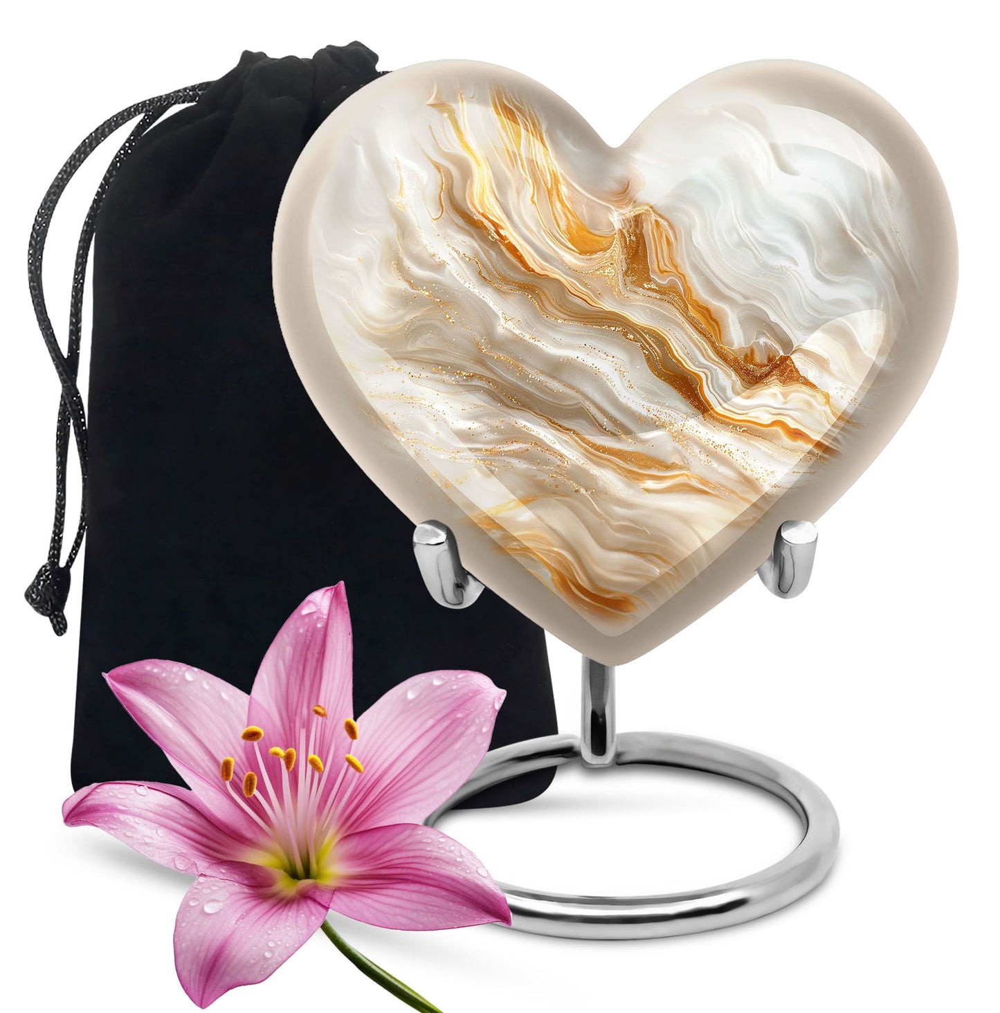 vibrant swirl heart urn for burial ashes