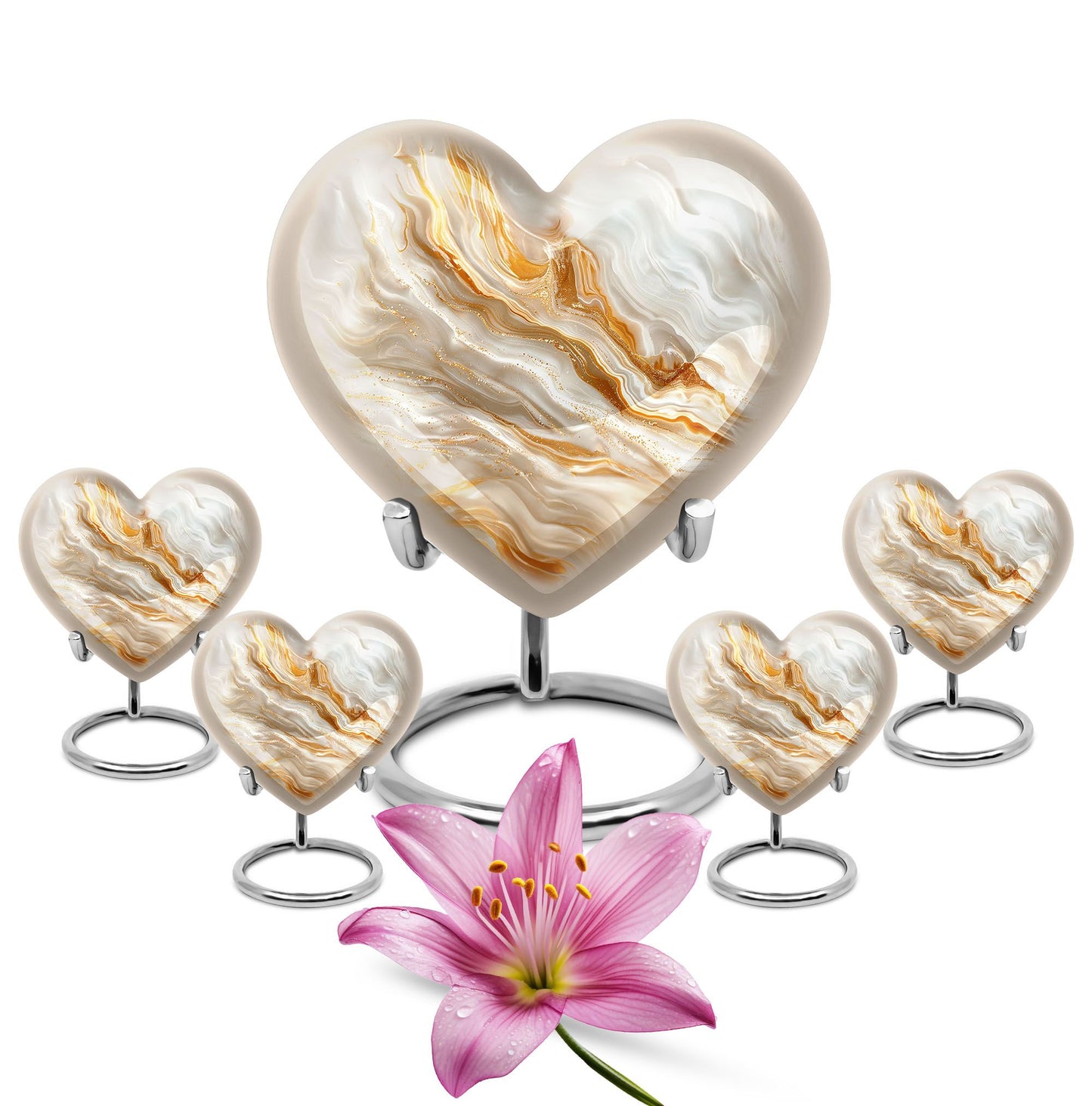 vibrant swirl heart urn for burial ashes