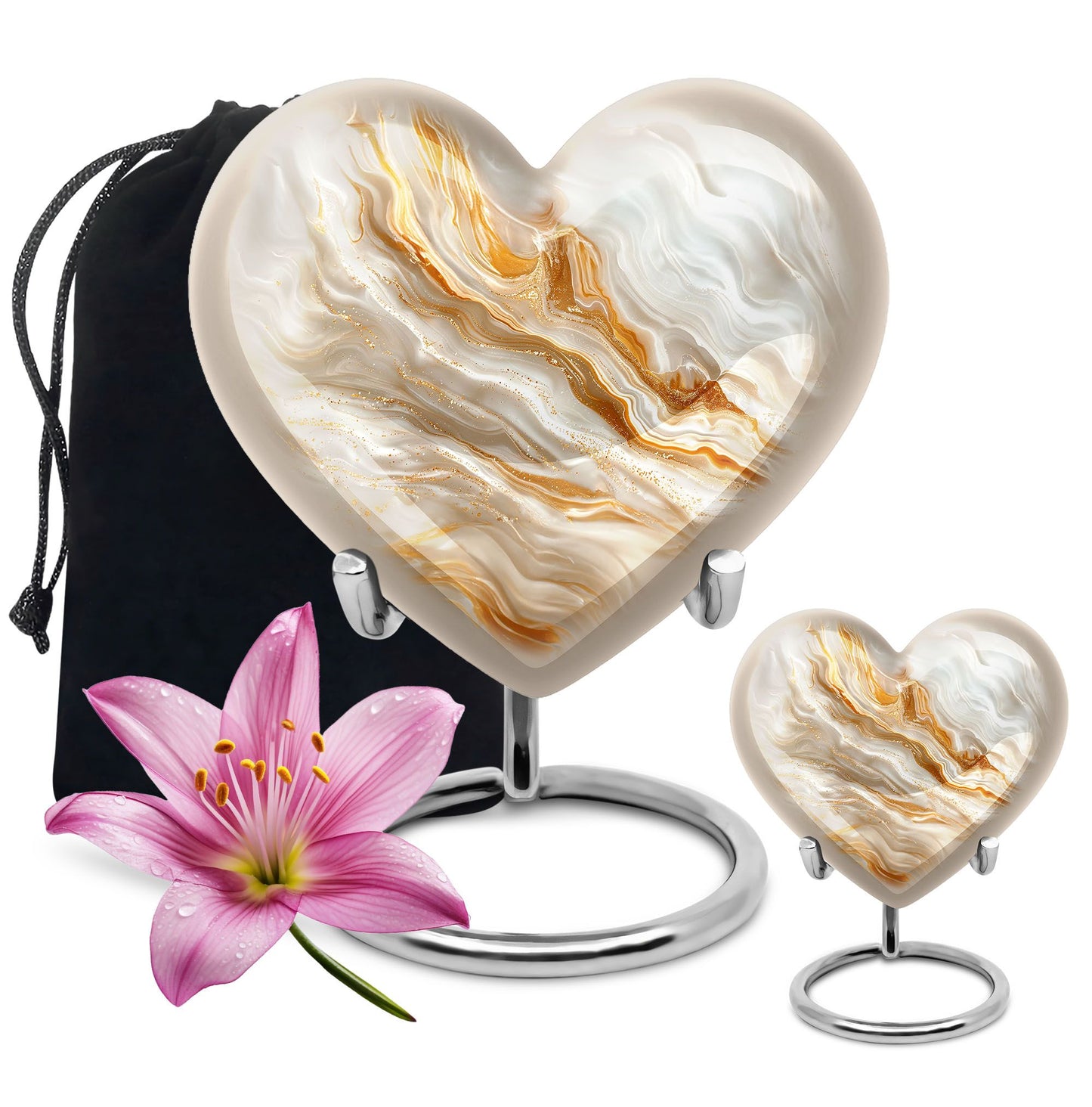 vibrant swirl heart urn for burial ashes