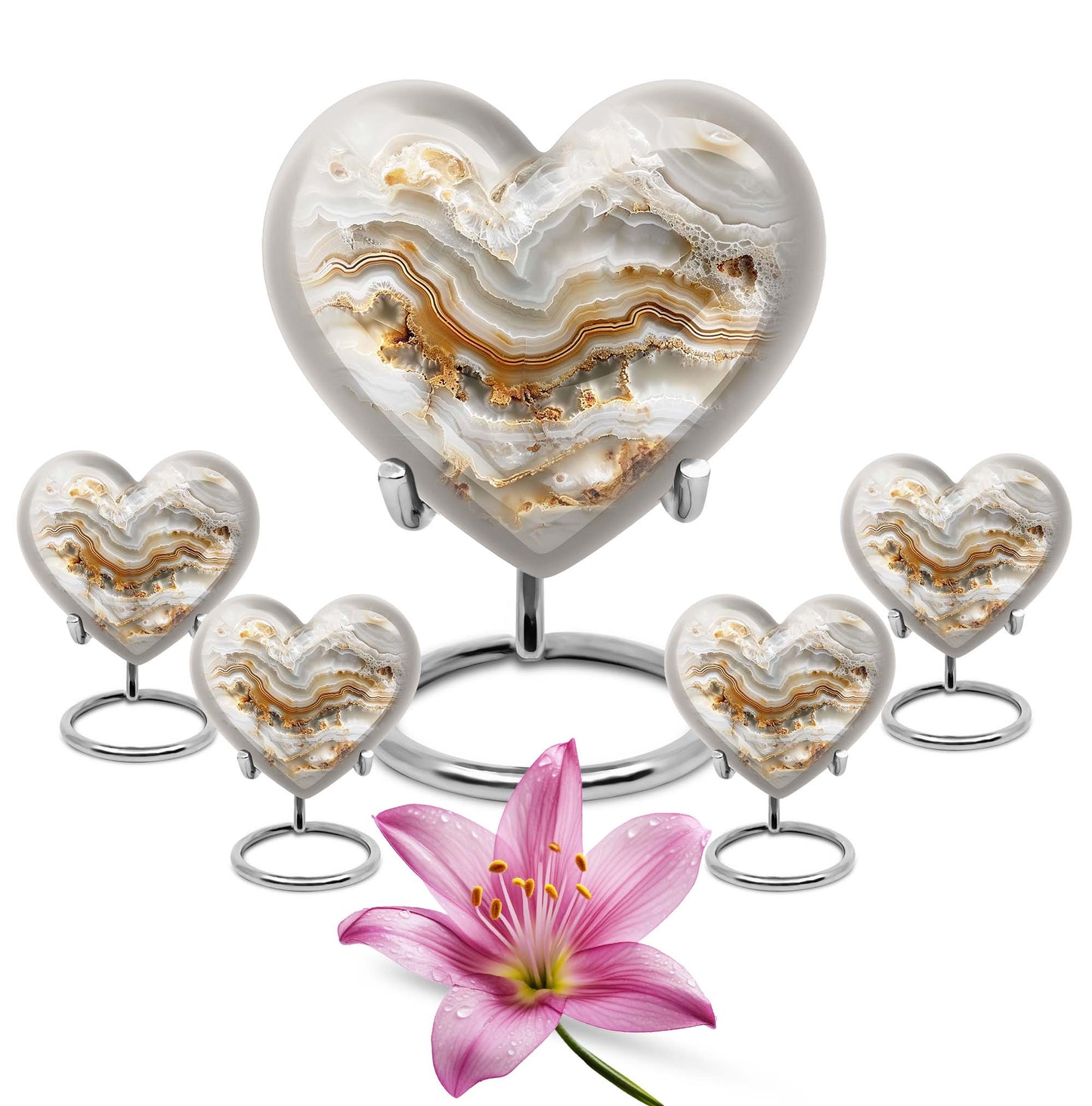 Vibrant Swirl 10-inch heart urn for cremation ashes