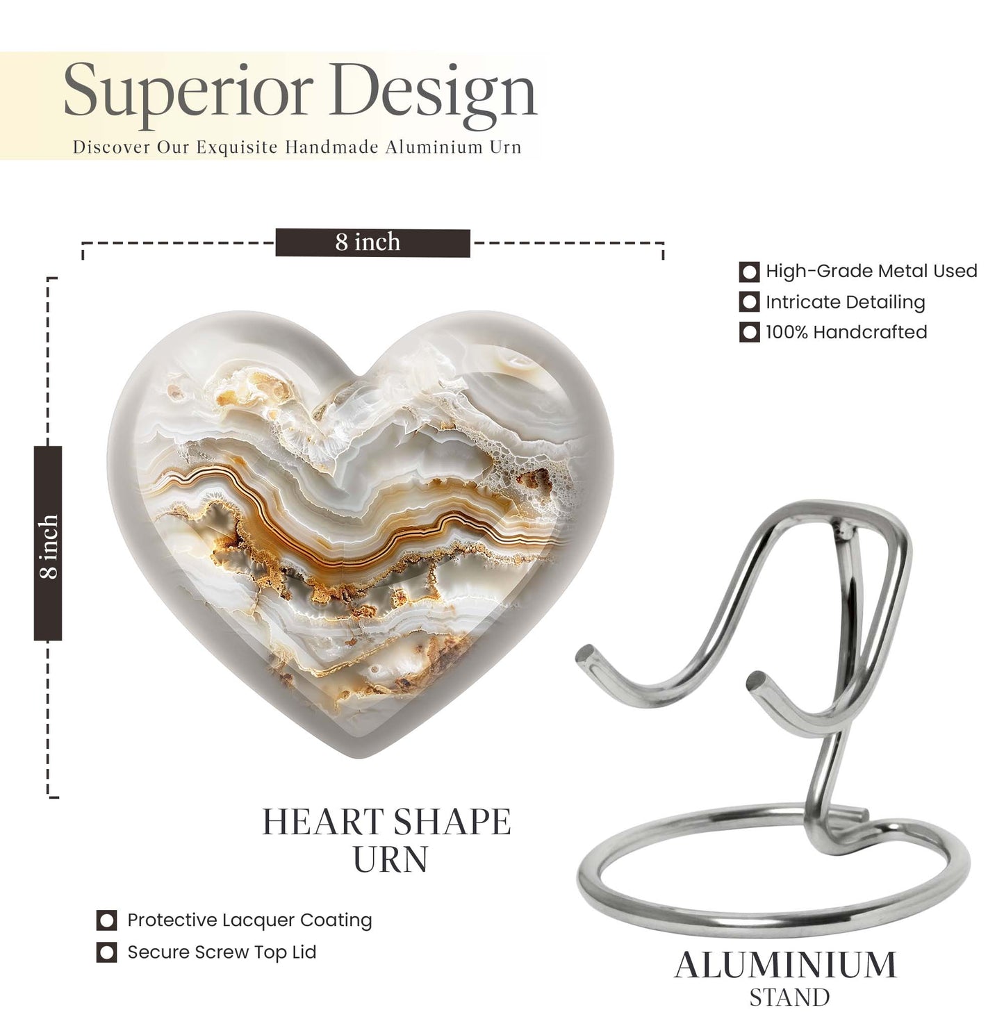 Vibrant Swirl 10-inch heart urn for cremation ashes