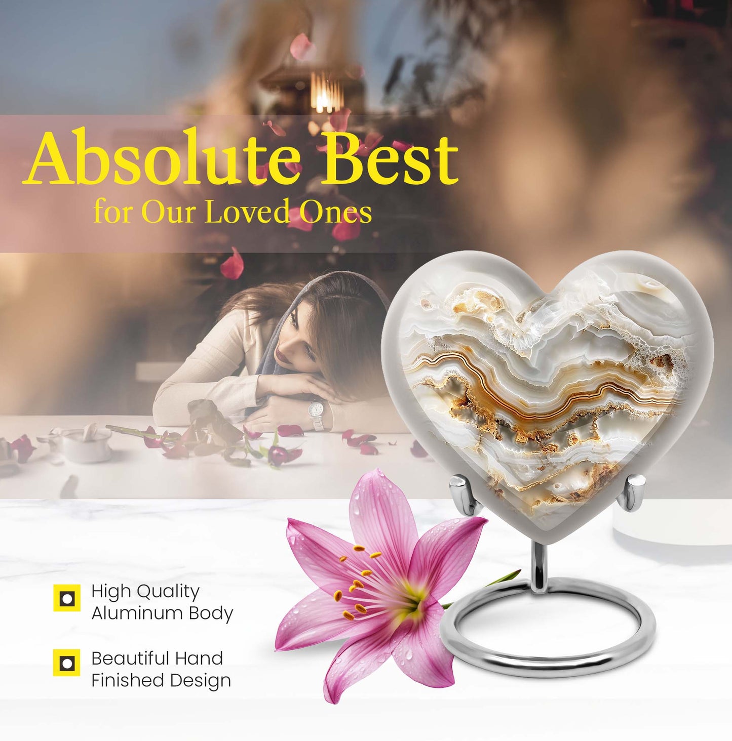 Vibrant Swirl 10-inch heart urn for cremation ashes