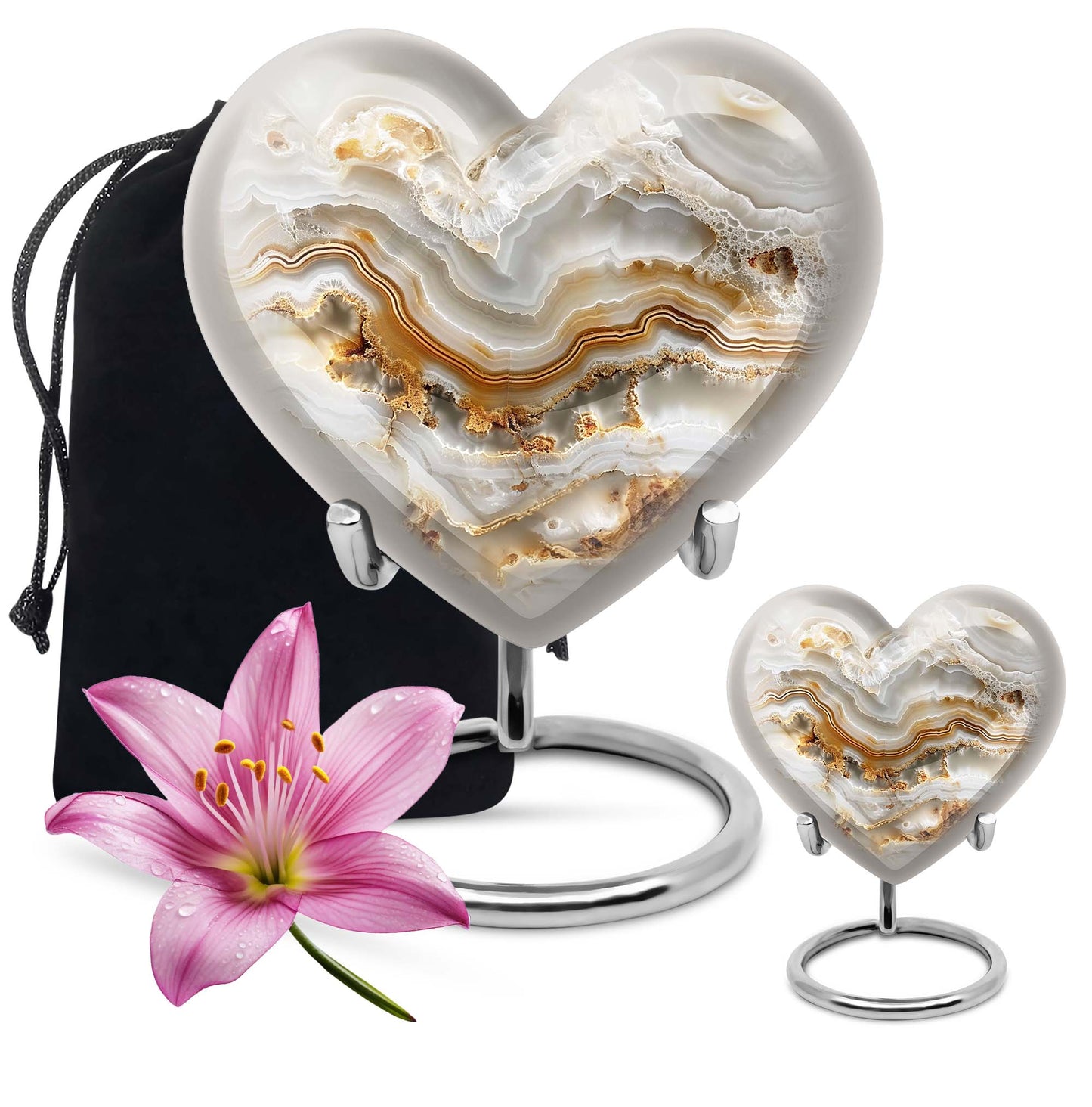Vibrant Swirl 10-inch heart urn for cremation ashes
