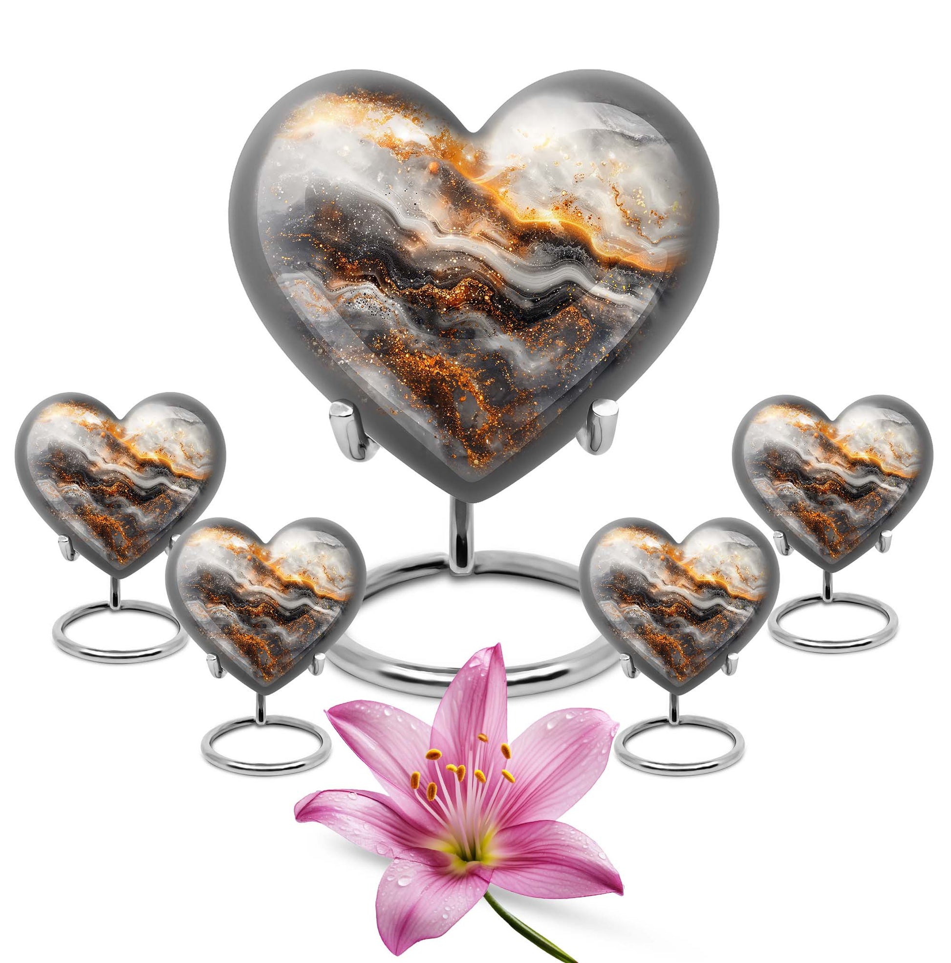 Vibrant Swirl Heart Urn for human ashes