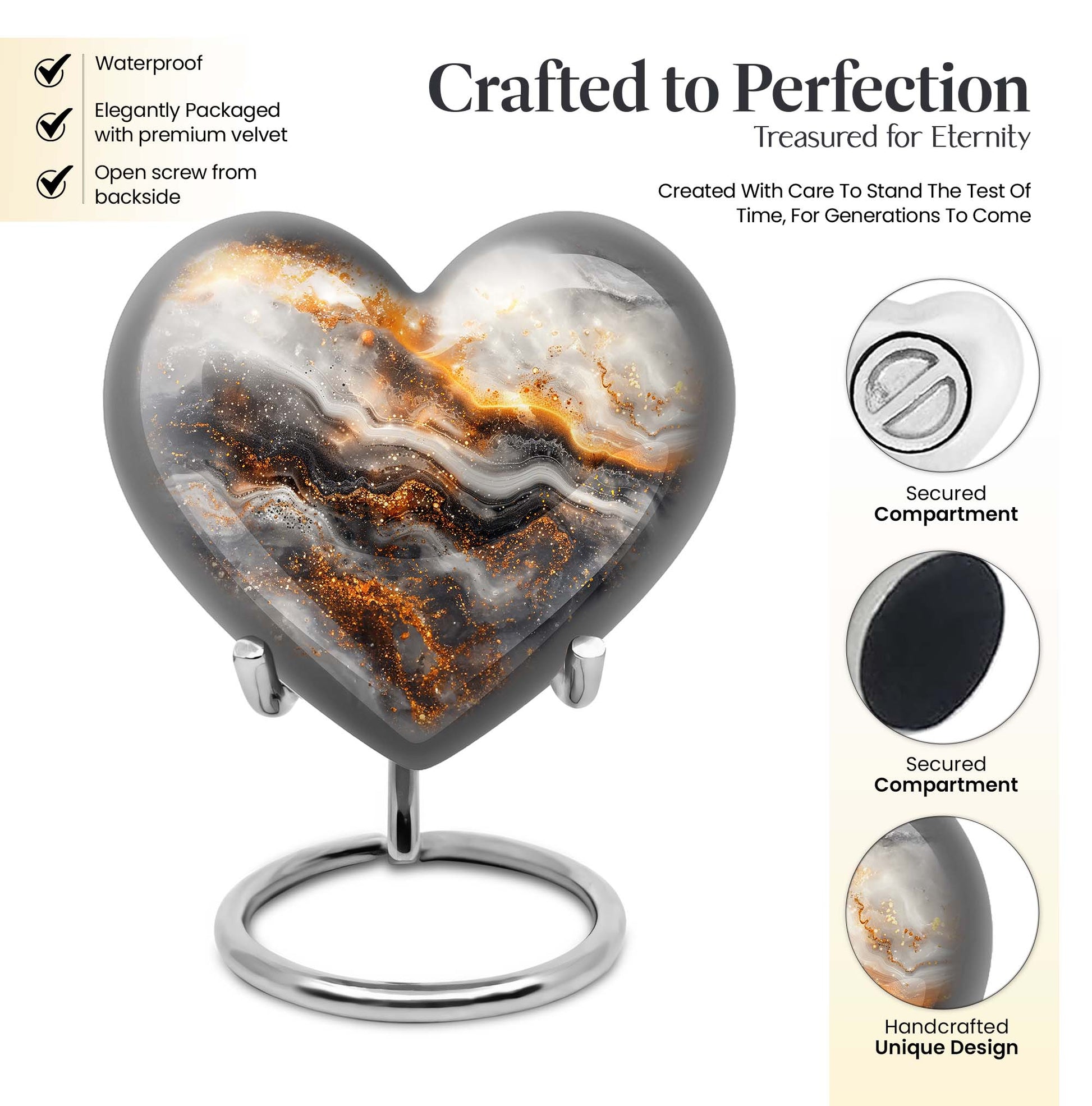 Vibrant Swirl Heart Urn for human ashes