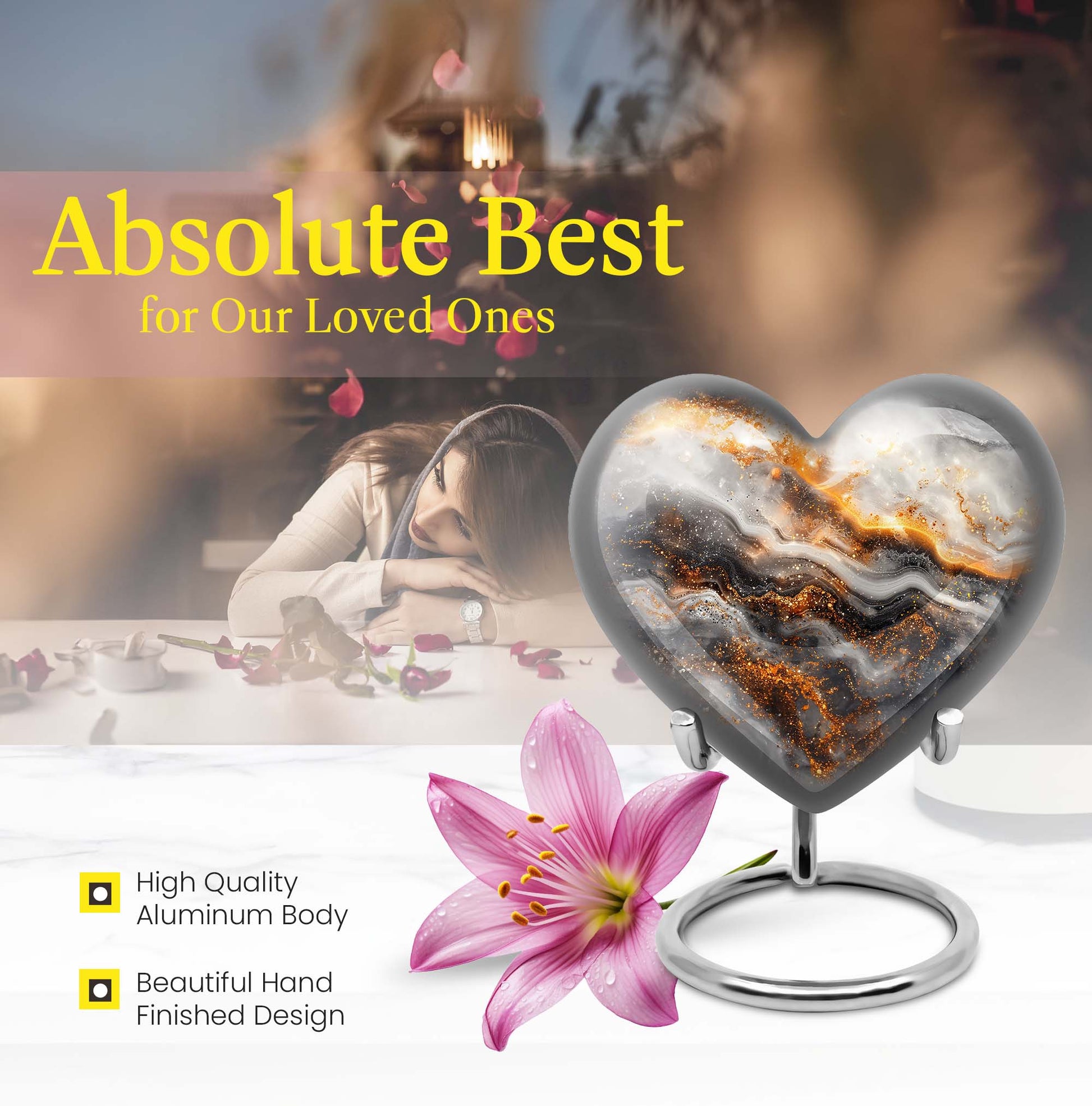 Vibrant Swirl Heart Urn for human ashes