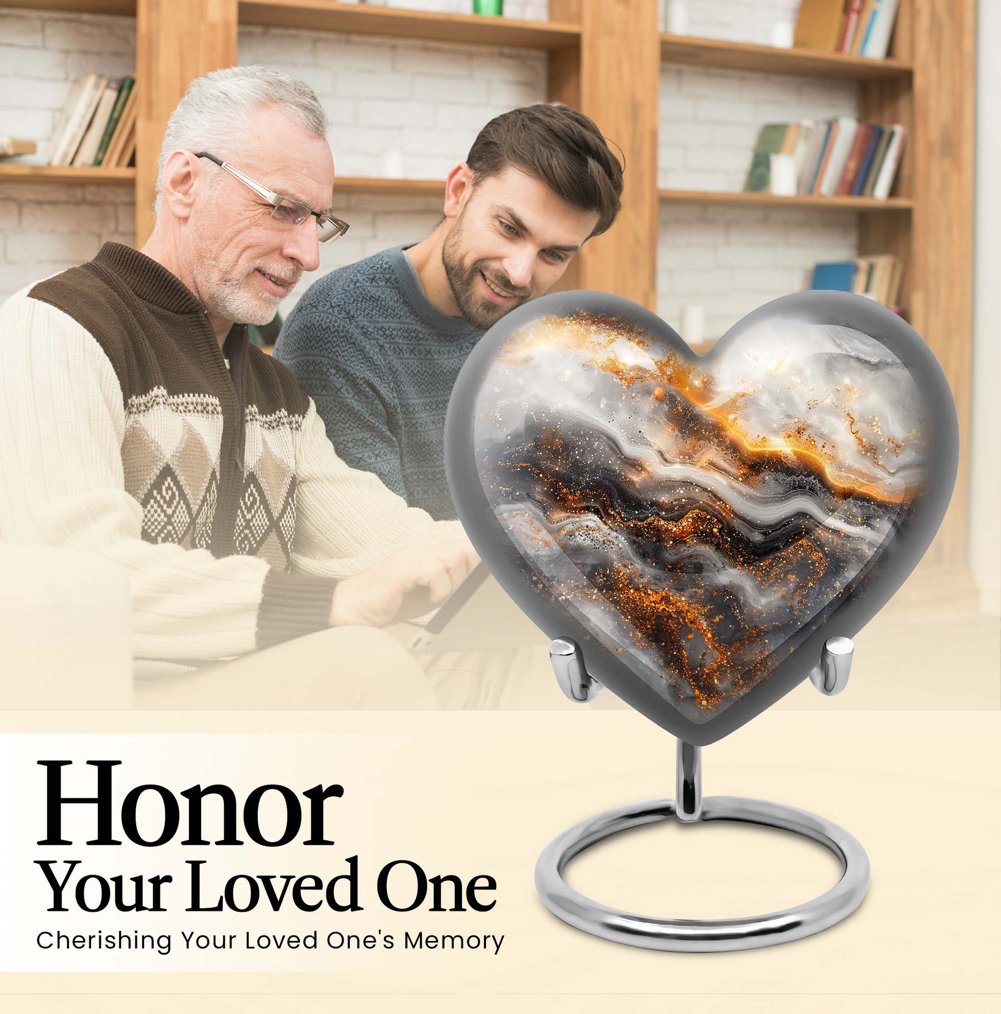 Vibrant Swirl Heart Urn for human ashes