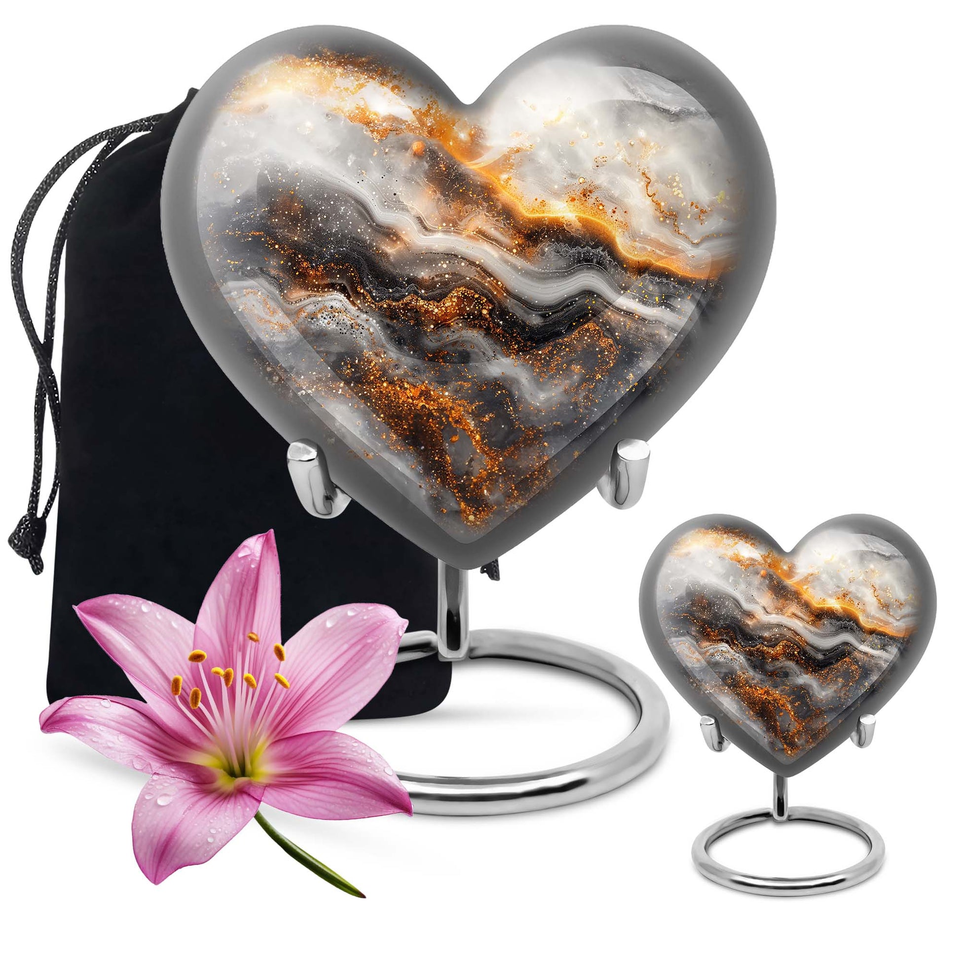 Vibrant Swirl Heart Urn for human ashes