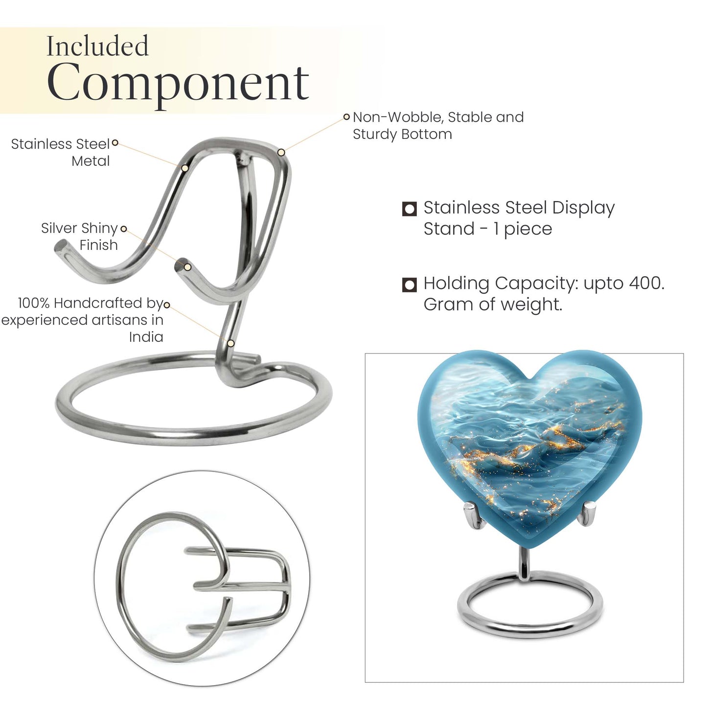 Swirl Heart Urn for human ashes