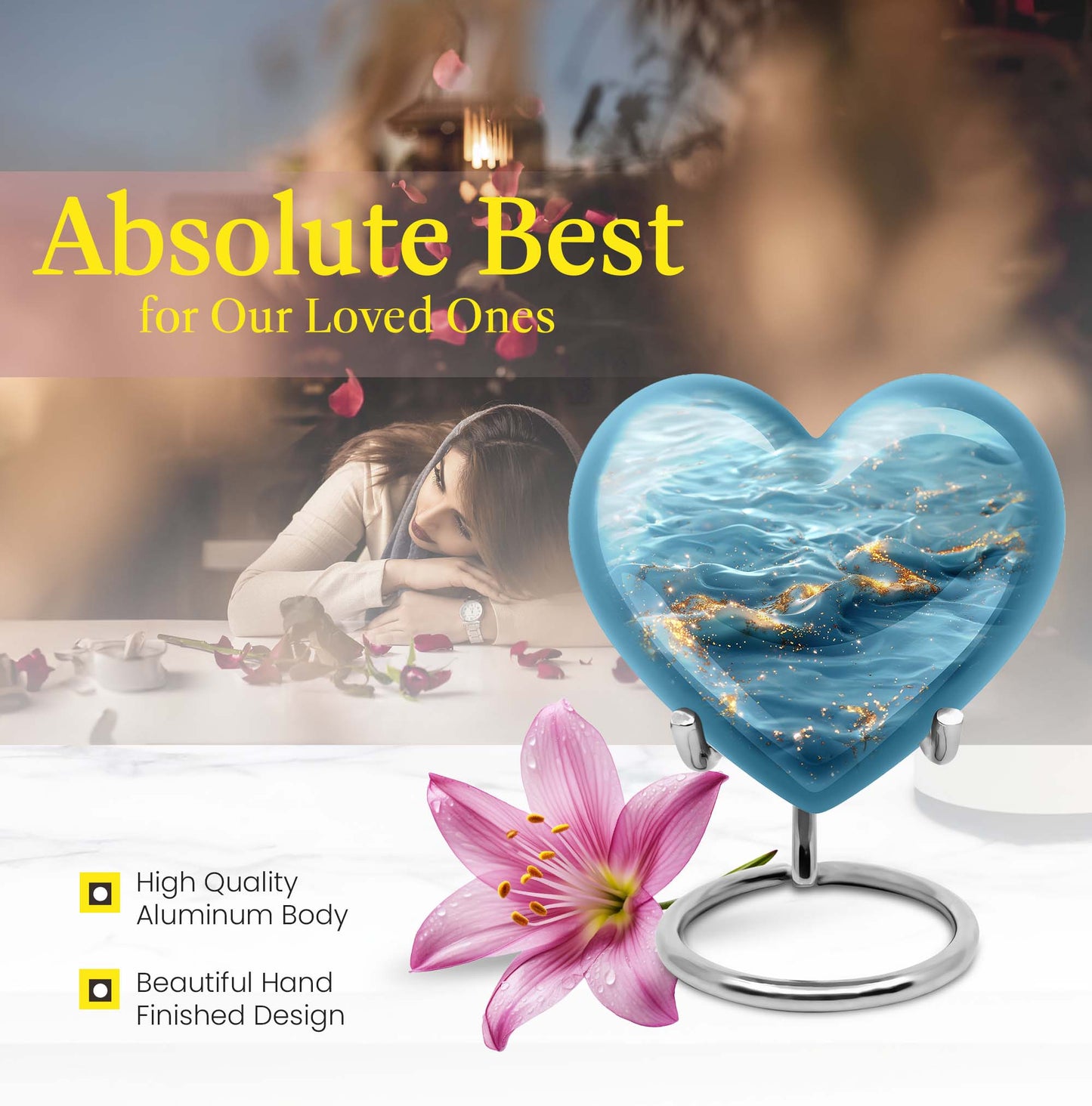 Swirl Heart Urn for human ashes