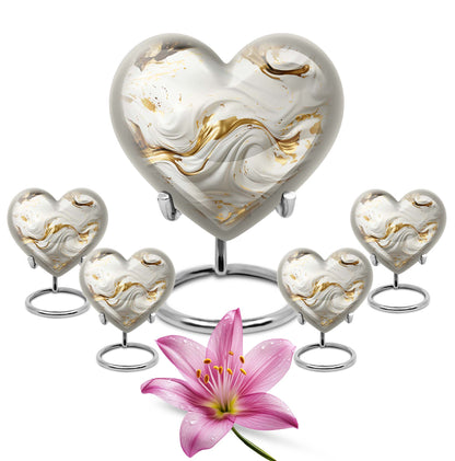 Vibrant Swirl Heart-Shaped Cremation Urn for human ashes