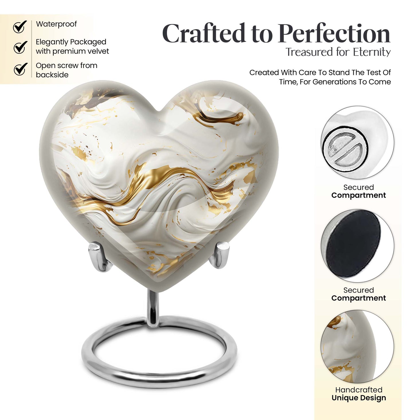 Vibrant Swirl Heart-Shaped Cremation Urn for human ashes