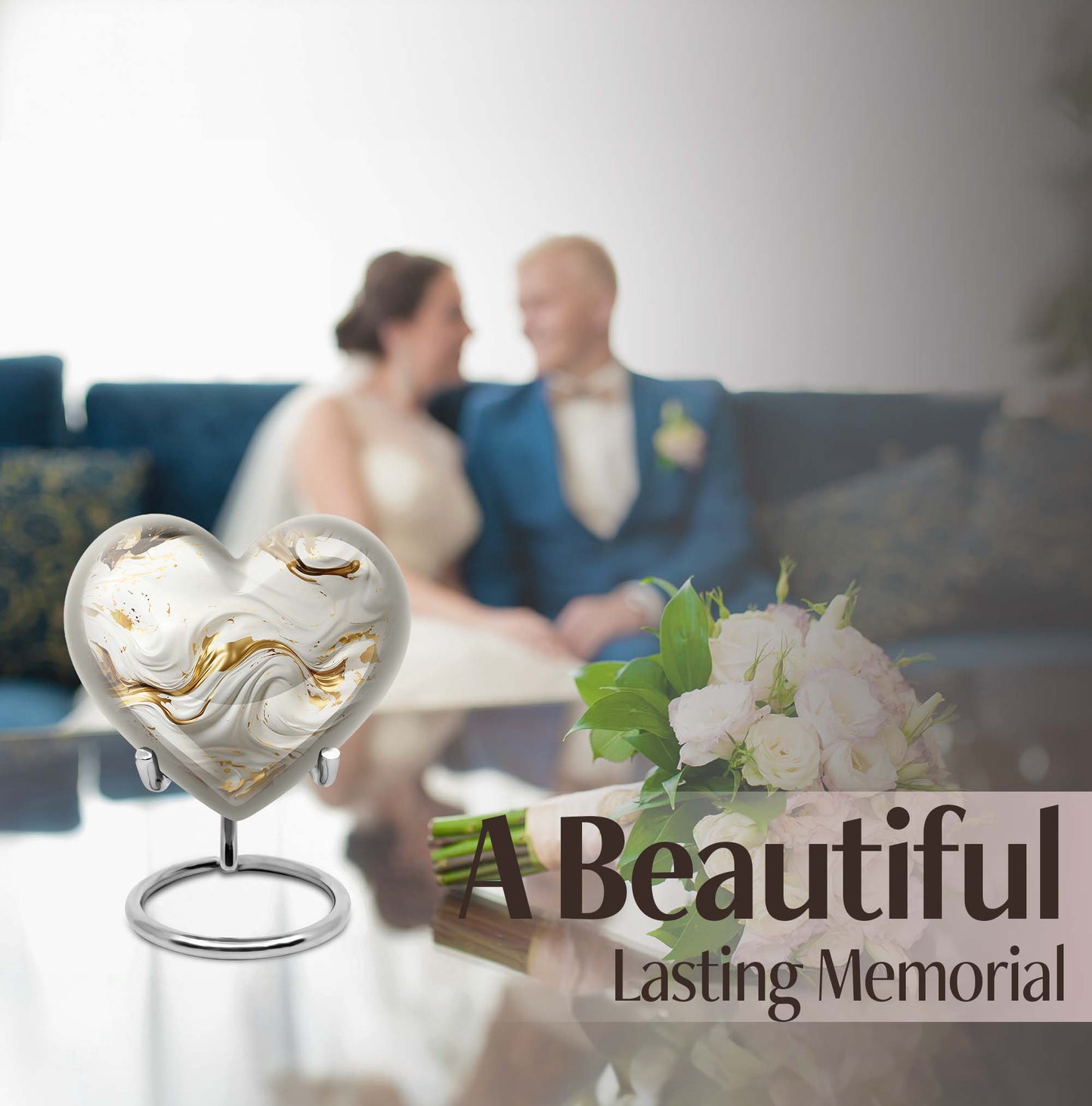 Vibrant Swirl Heart-Shaped Cremation Urn for human ashes