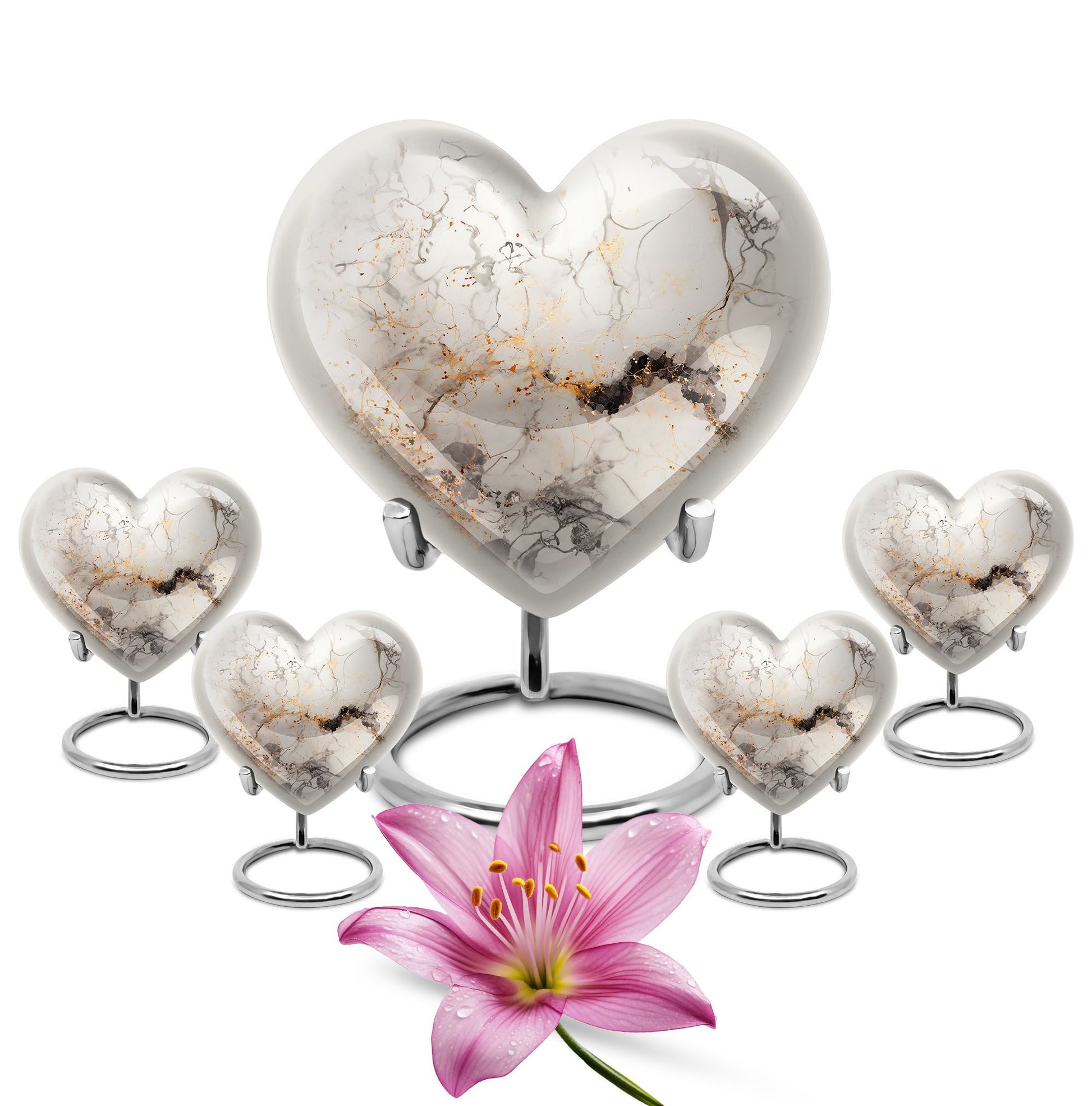 vibrant swirl heart-shaped aluminium cremation urn.