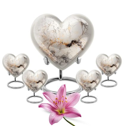 vibrant swirl heart-shaped aluminium cremation urn.