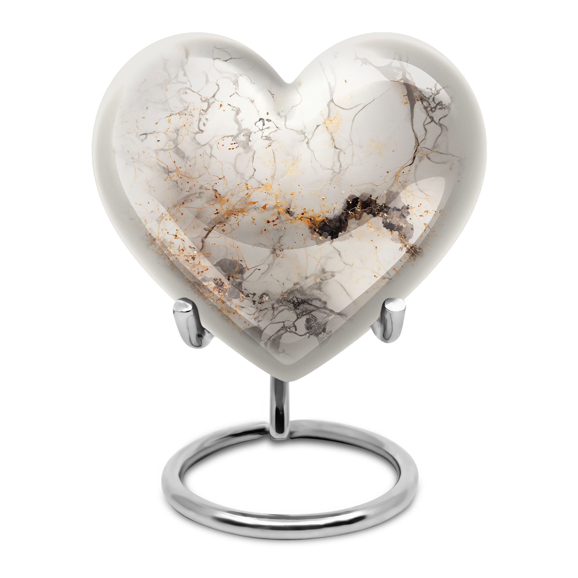 vibrant swirl heart-shaped aluminium cremation urn.