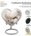 vibrant swirl heart-shaped aluminium cremation urn.