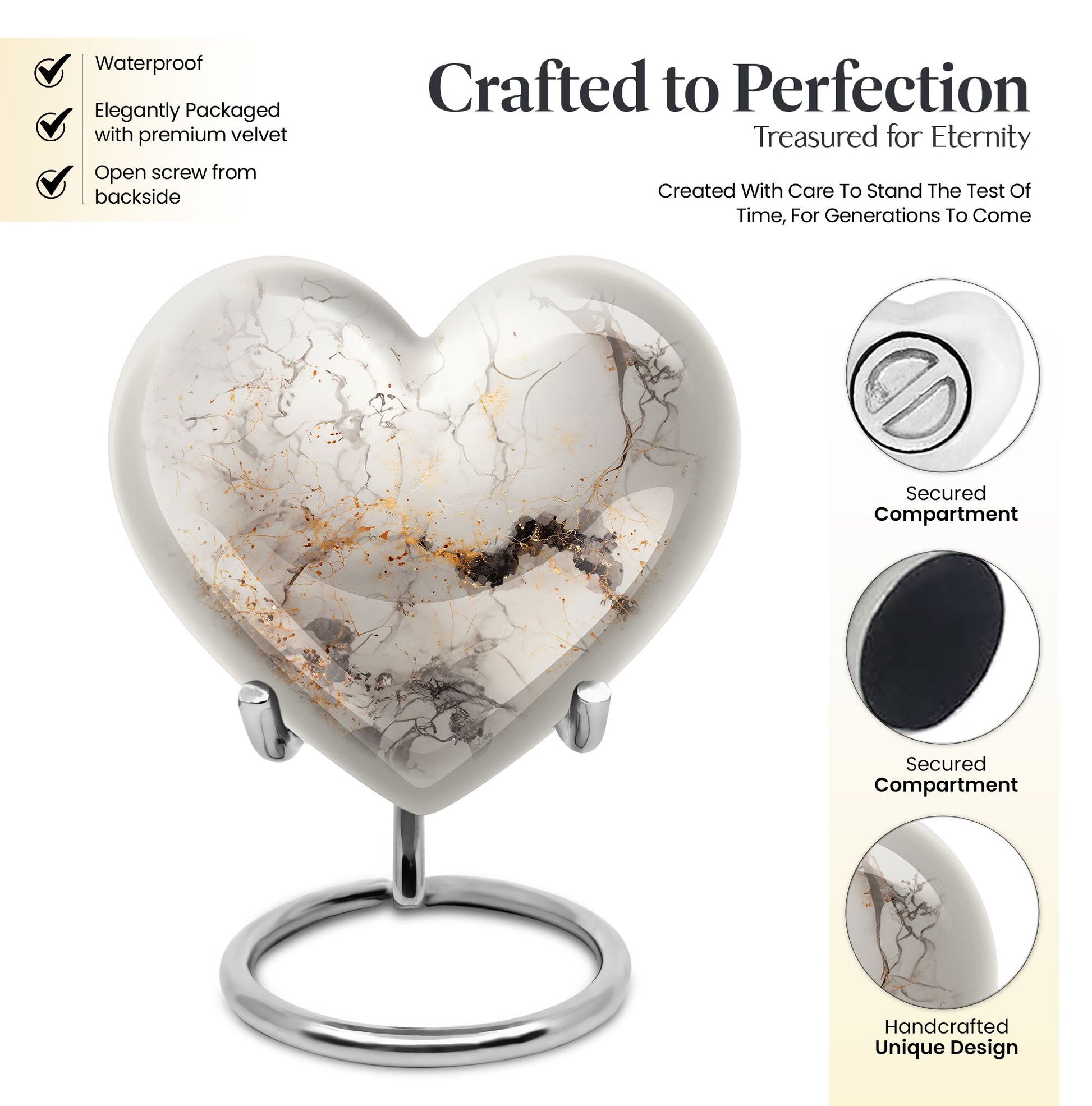 vibrant swirl heart-shaped aluminium cremation urn.