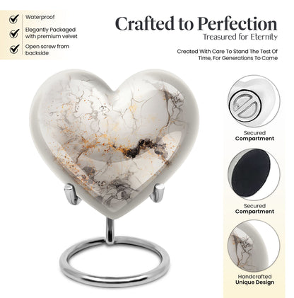 vibrant swirl heart-shaped aluminium cremation urn.
