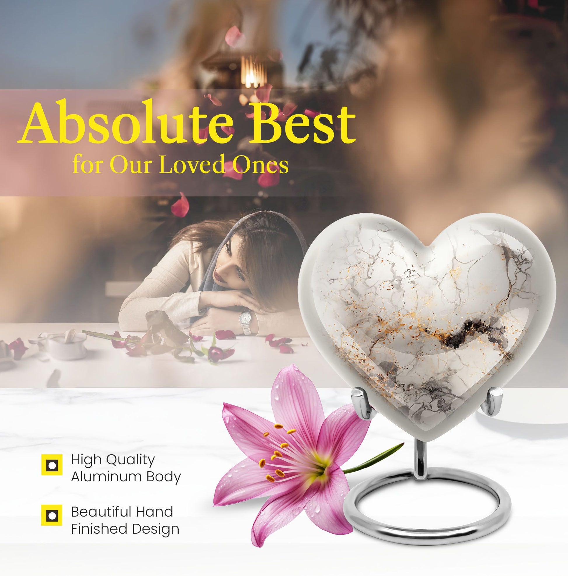 vibrant swirl heart-shaped aluminium cremation urn.