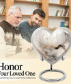 vibrant swirl heart-shaped aluminium cremation urn.