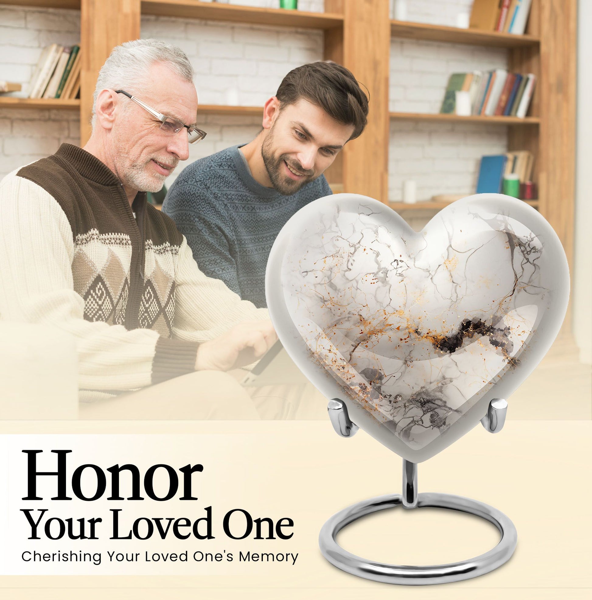 vibrant swirl heart-shaped aluminium cremation urn.