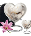 vibrant swirl heart-shaped aluminium cremation urn.